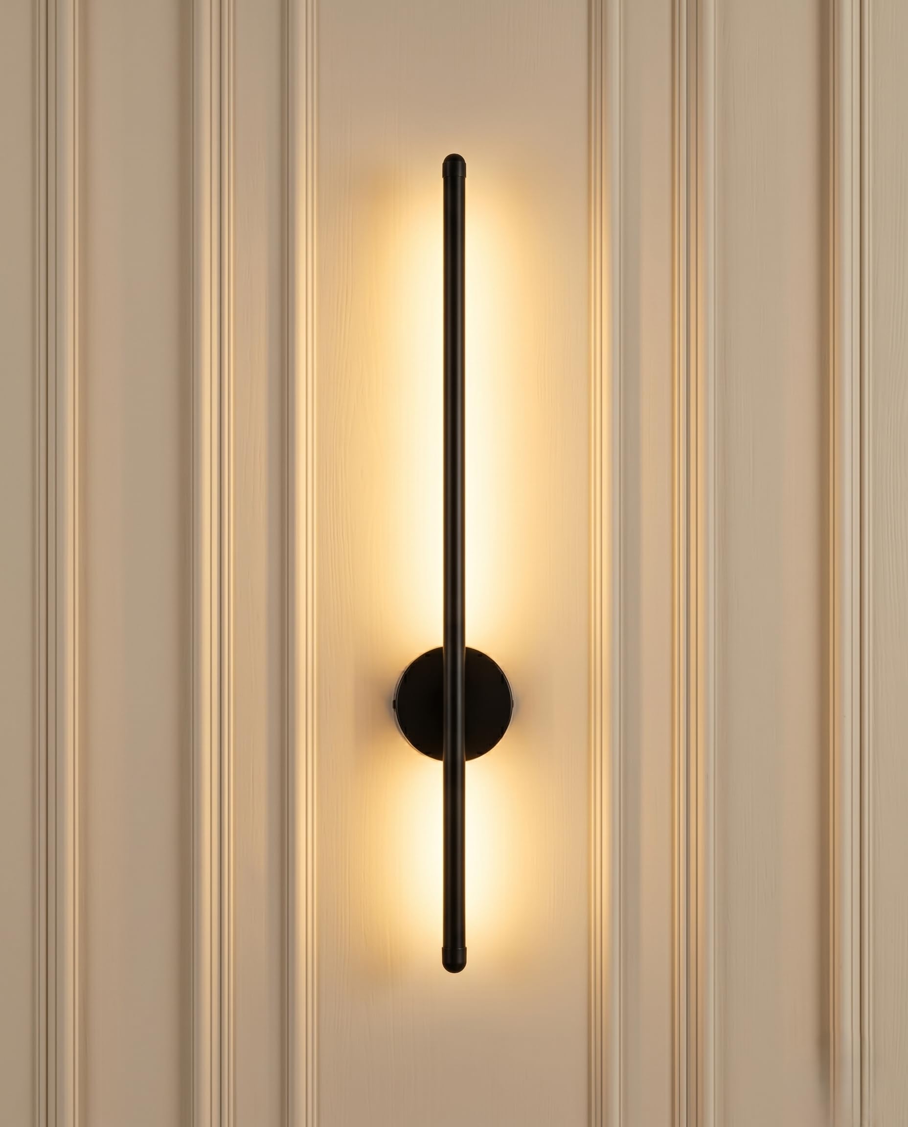 Linear LED Wall Lamp 600MM | Matte Black Modern Wall Sconce | Warm White Indirect Backlit Decorative Wall Light for Bedroom & Living Room-image-38