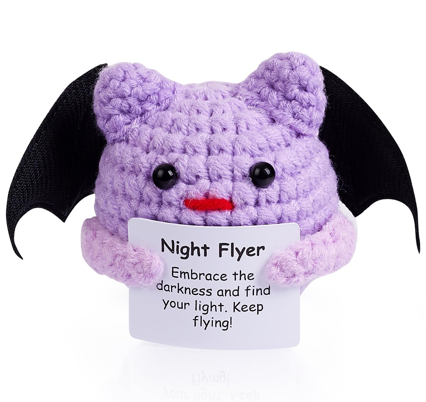 AWARDSEN Halloween Bat Positive Bat Gifts Emotional Support Crochet with Motivational Card Positive Crochet Animals Funny Gifts for Women Men Handmade Cute Stuff