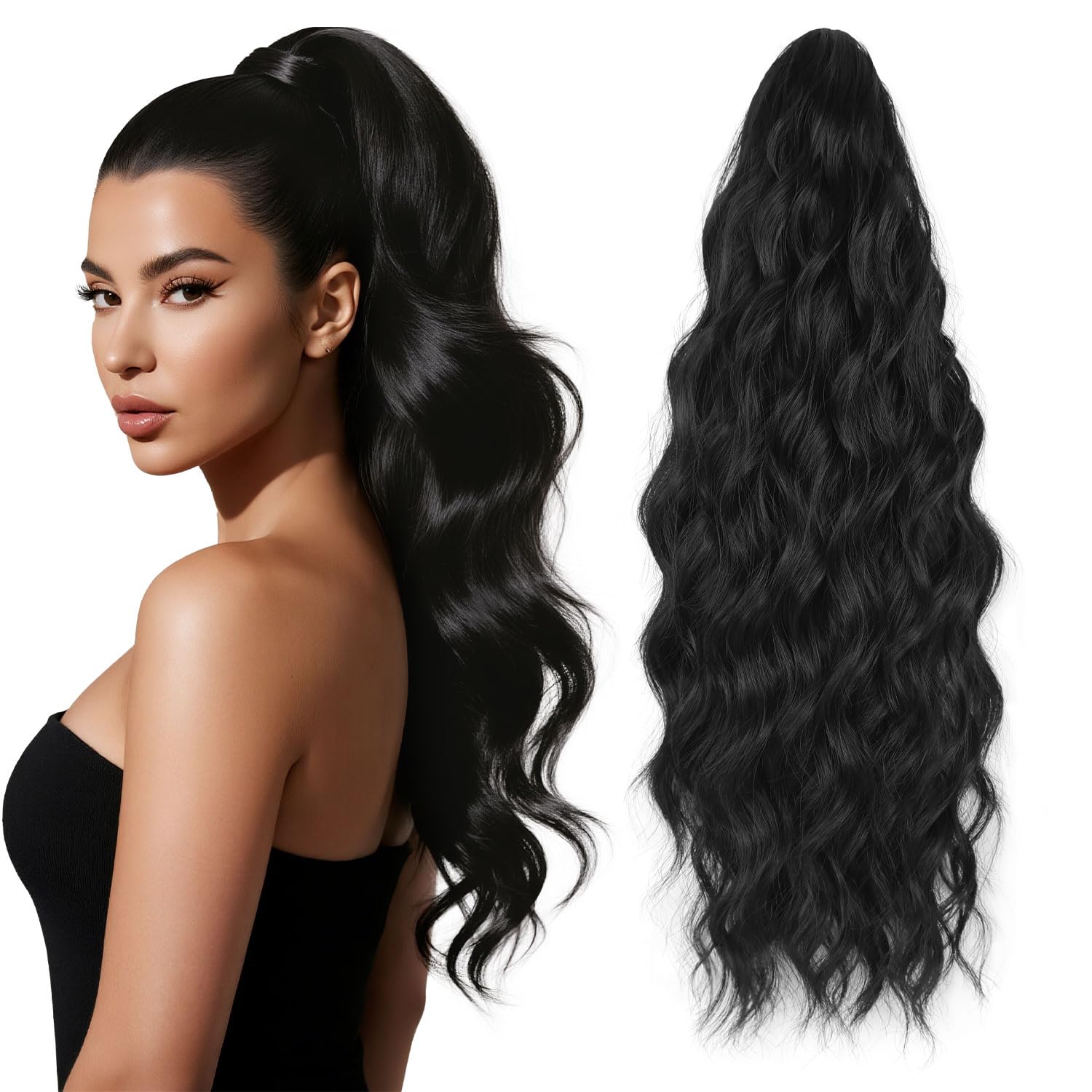 Photo 1 of YUCCAHA Claw Clip Ponytail Extension 18 Inch Curly Wavy