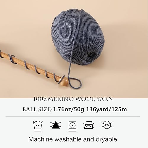 Miniatura 10 de Hilo 100% de lana merino para tejer y tejer, 4 capas, perfecto para suéteres, bufandas, sombreros, calcetines y mantas (rojo)