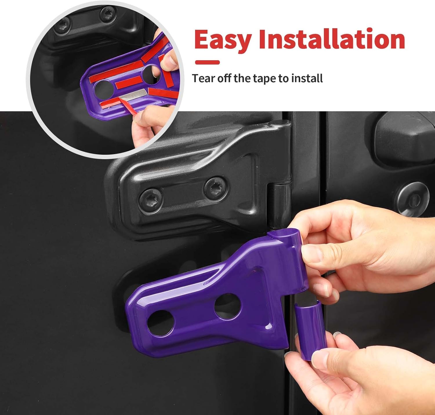 10PCS Exterior Decoration Trim Kit Fit for Jeep Wrangler JL JLU 2018-2025 2/4 Doors, Side Door Tailgate Hinge Cover Trim(Purple)