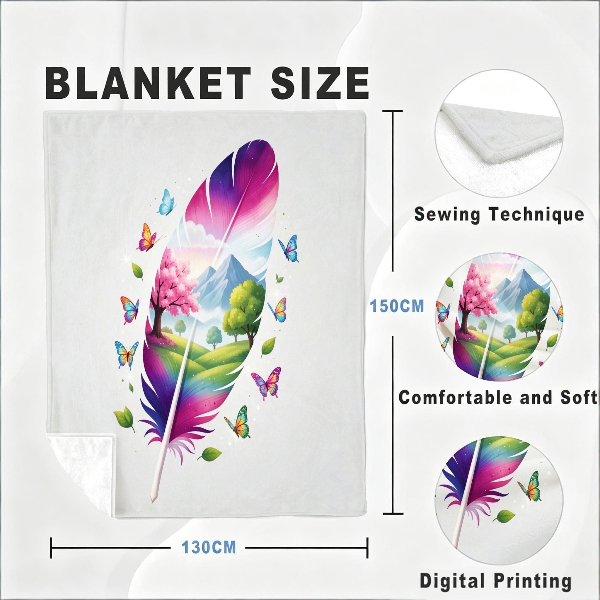Manta Entretiempo Grande, Plumas de Colores, 220x240 cm, AQ9209