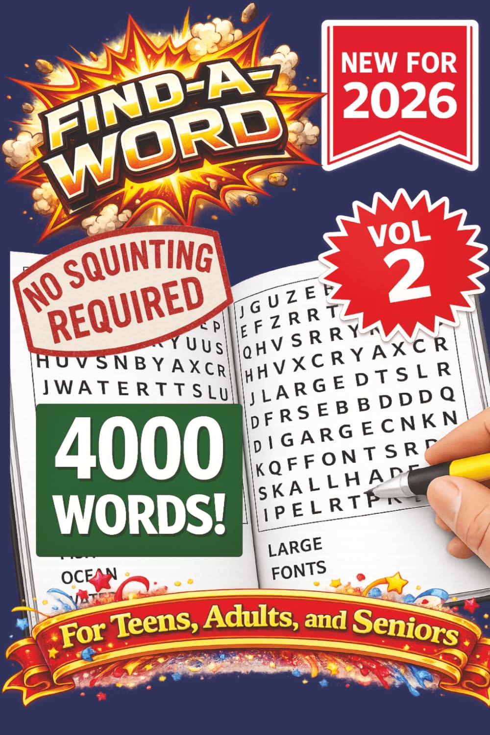 FIND-A-WORD Search Puzzle Book- New for 2026! 4000 Words-NO SQUINTING REQUIRED! VOL 2: Puzzles to keep you entertained for hours. Great for vacation, ... 6x9 Format. (FIND-A-WORD 15 Volume Series)