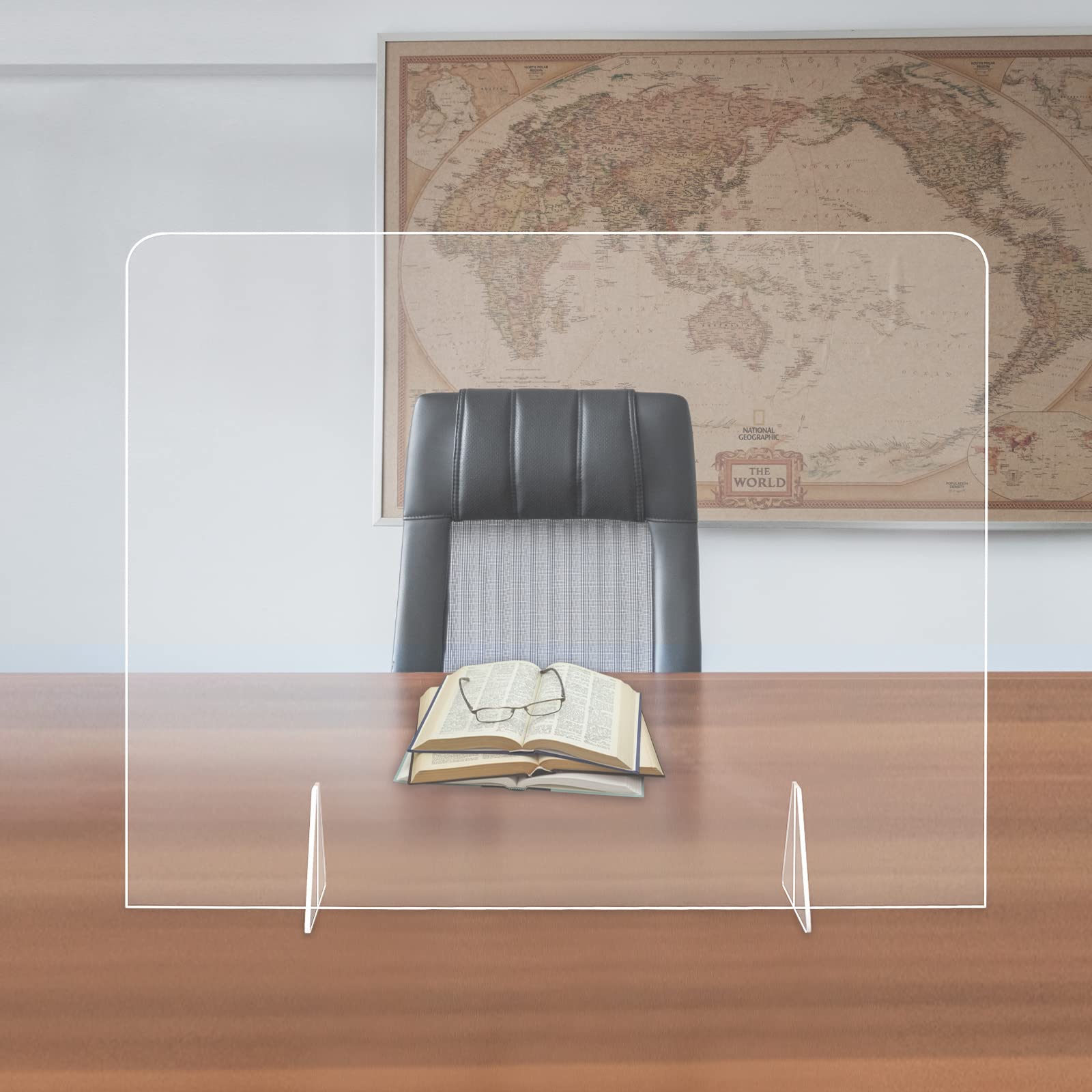 Acrylic Sneeze Guard Sheet 42" x 32" Clear Desk Divider Partition Sneeze Guard Shield No Opening Protective Shield Office Partition for Office, School, and Retail Store, Canteens, Banks
