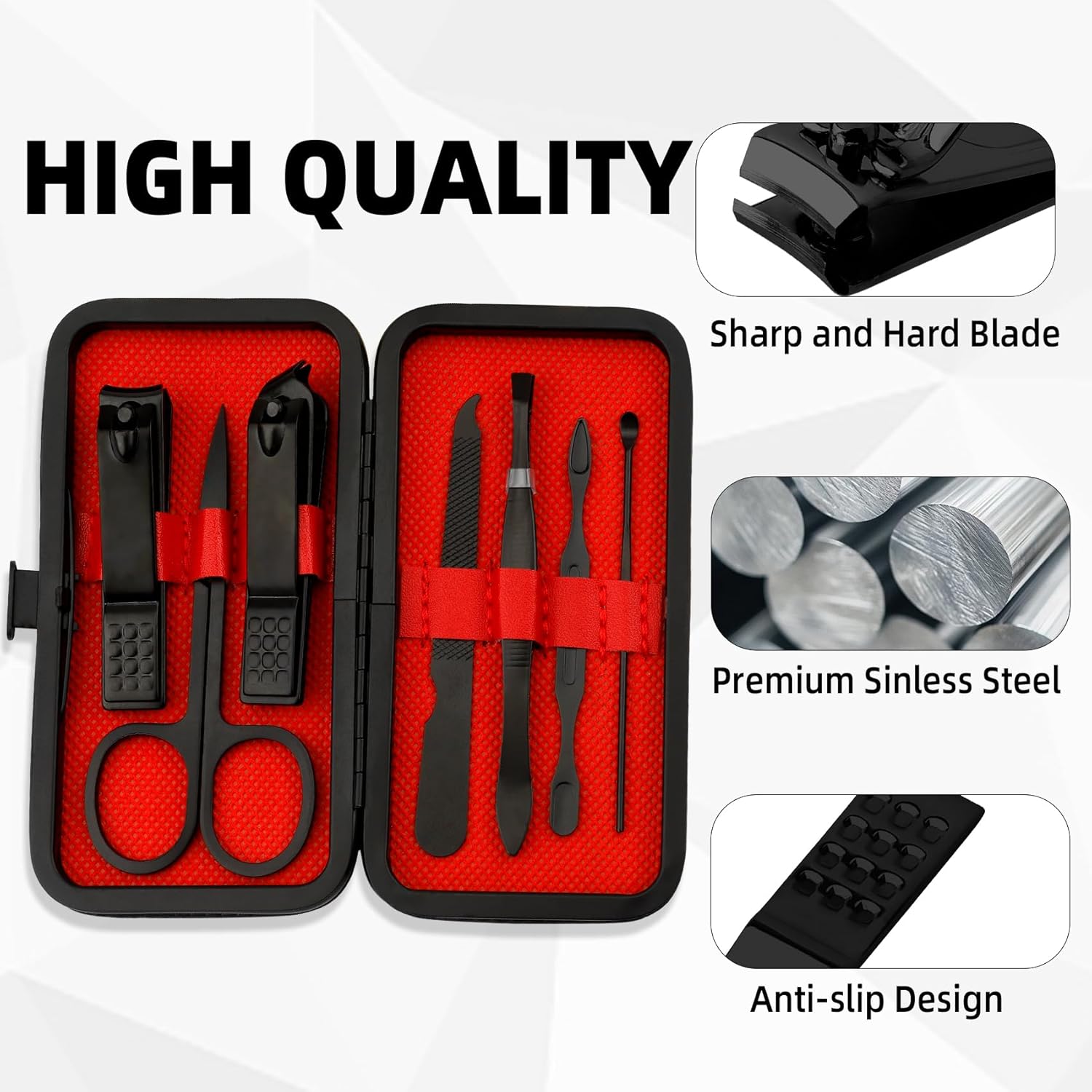 Manicure Kit for Men Women Nail Clippers Pedicure Tools Kit Travel Nail File Toe Set Finger Grooming Kits Christmas Birthday Gifts Ideas Stocking Stuffers Kids Adults Teens Boys Girls Friends(Black)