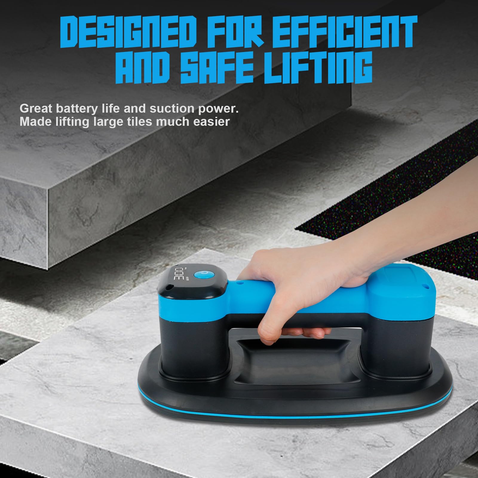 Electric Suction Cups For Glass - 660lbs Max Load Battery Powered Heavy Duty Suction Cup Lifter With Digital Display