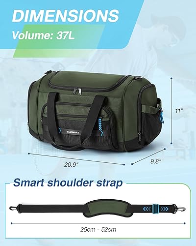 Miniatura 5 de BAGSMART Bolsa de gimnasio para hombres y mujeres, bolsa de viaje deportiva con compartimento para zapatos y bolsillo húmedo, bolsa de transporte