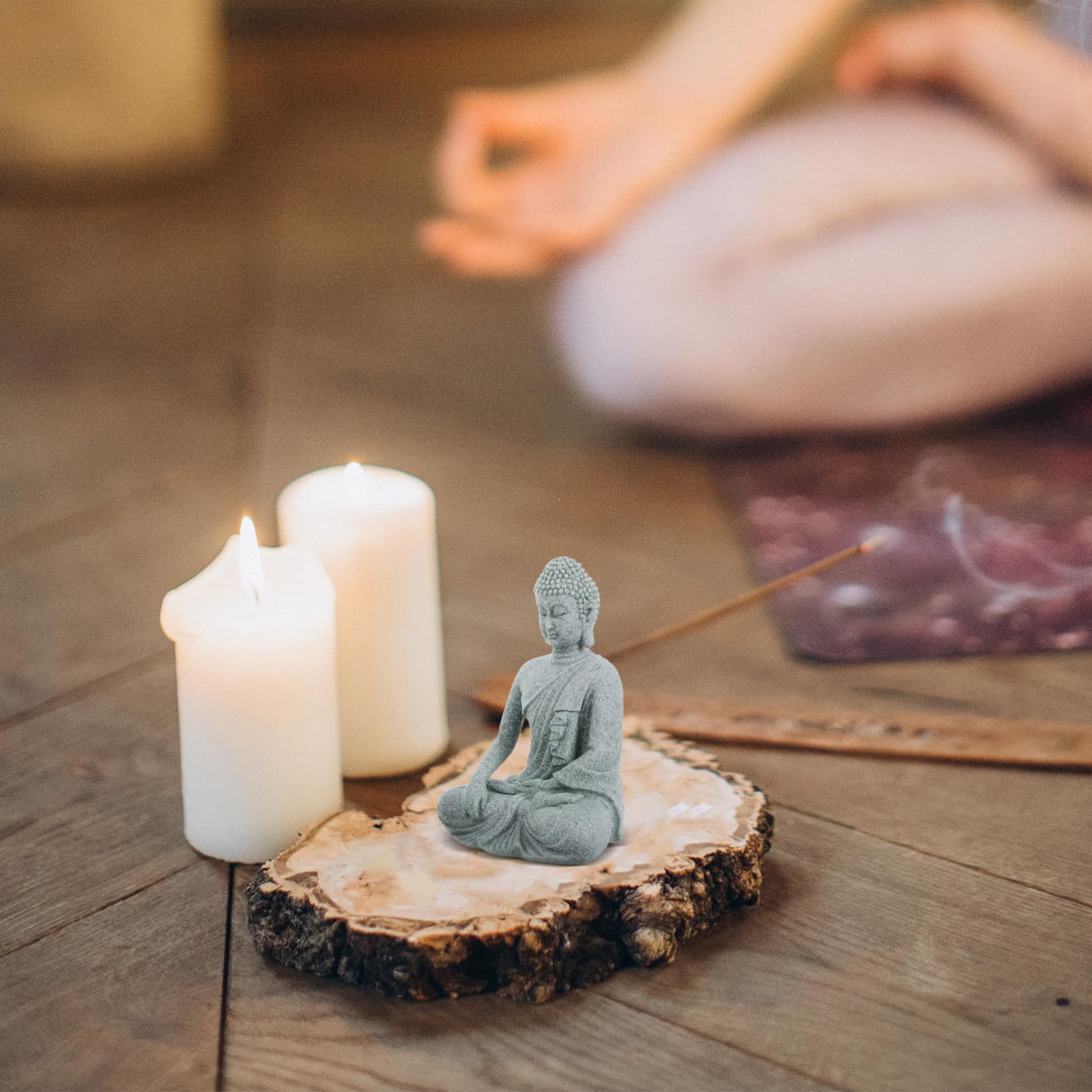 Cabilock 3 Stück Buddha Figuren aus Naturstein für Zuhause und Büro | Zen Dekoration für Schreibtisch, Yoga Studio und Aquarium, Sitzende Statuen im Dreierpack