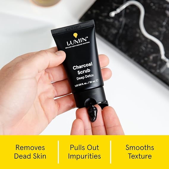 Lumin Face Scrub for Men | Face Scrub Exfoliator, Charcoal Detox, 30ml