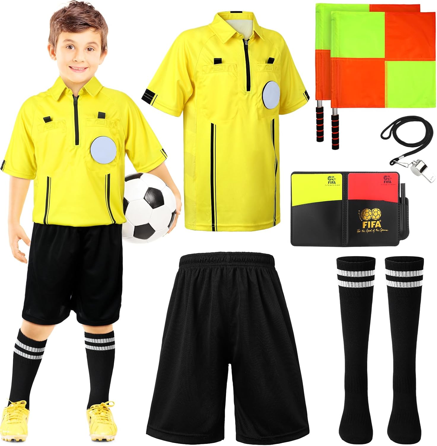 Newcotte 11 Pcs Kids Soccer Referee Kit Children Referee