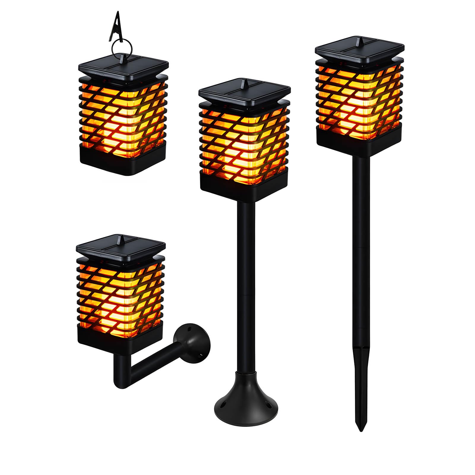 Tsophreniq Solar Flame Torches Light with Auto On/Off Sensors Not Wiring Required Waterproof ABS Housing for Deck Porch Decor Solar Flame Light