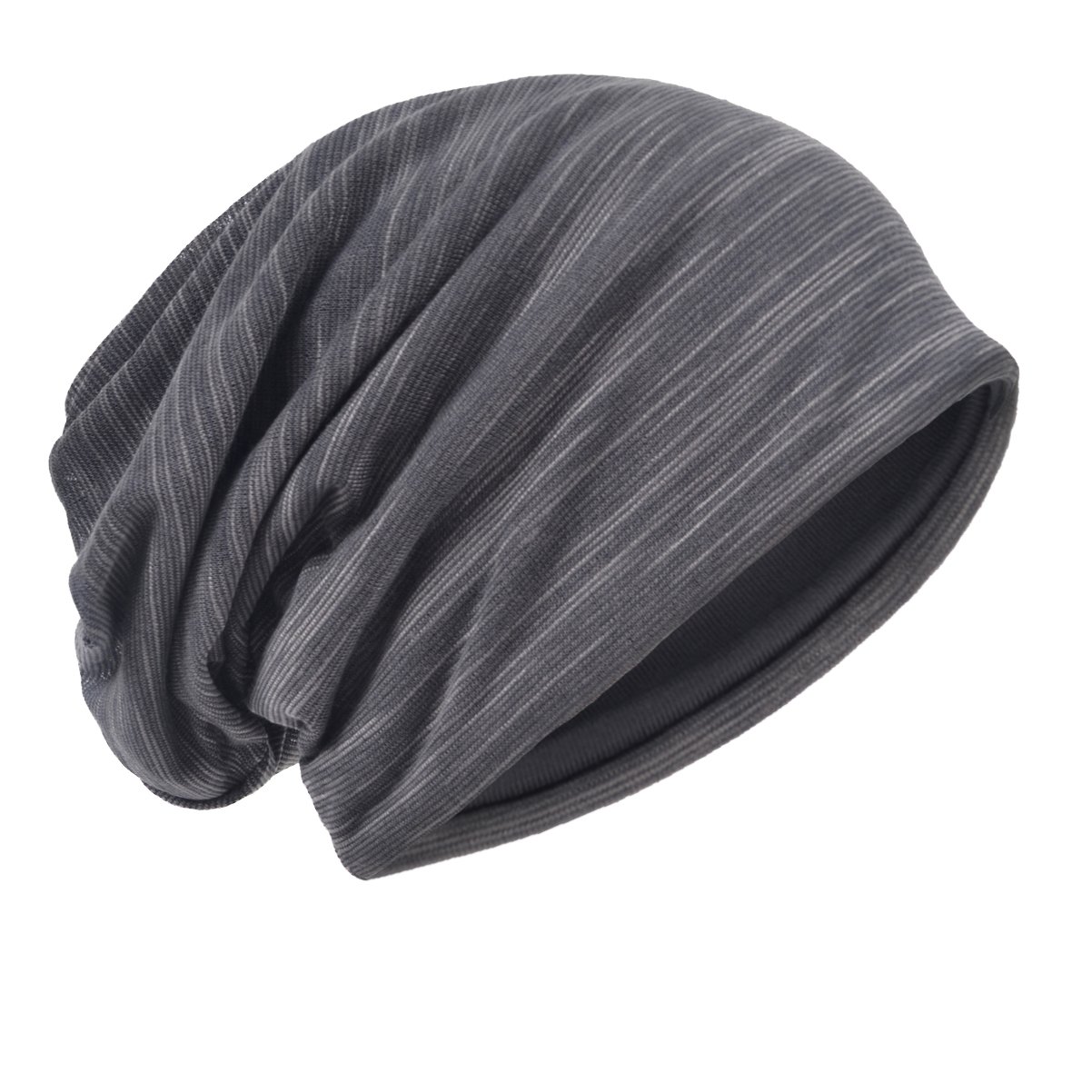Hisshe Men's Plain-Grey Retro Slouchy Beanie Jersey Skull Cap Slouch Baggy Summer Hat B083 (Plain-Grey)(Size:m)