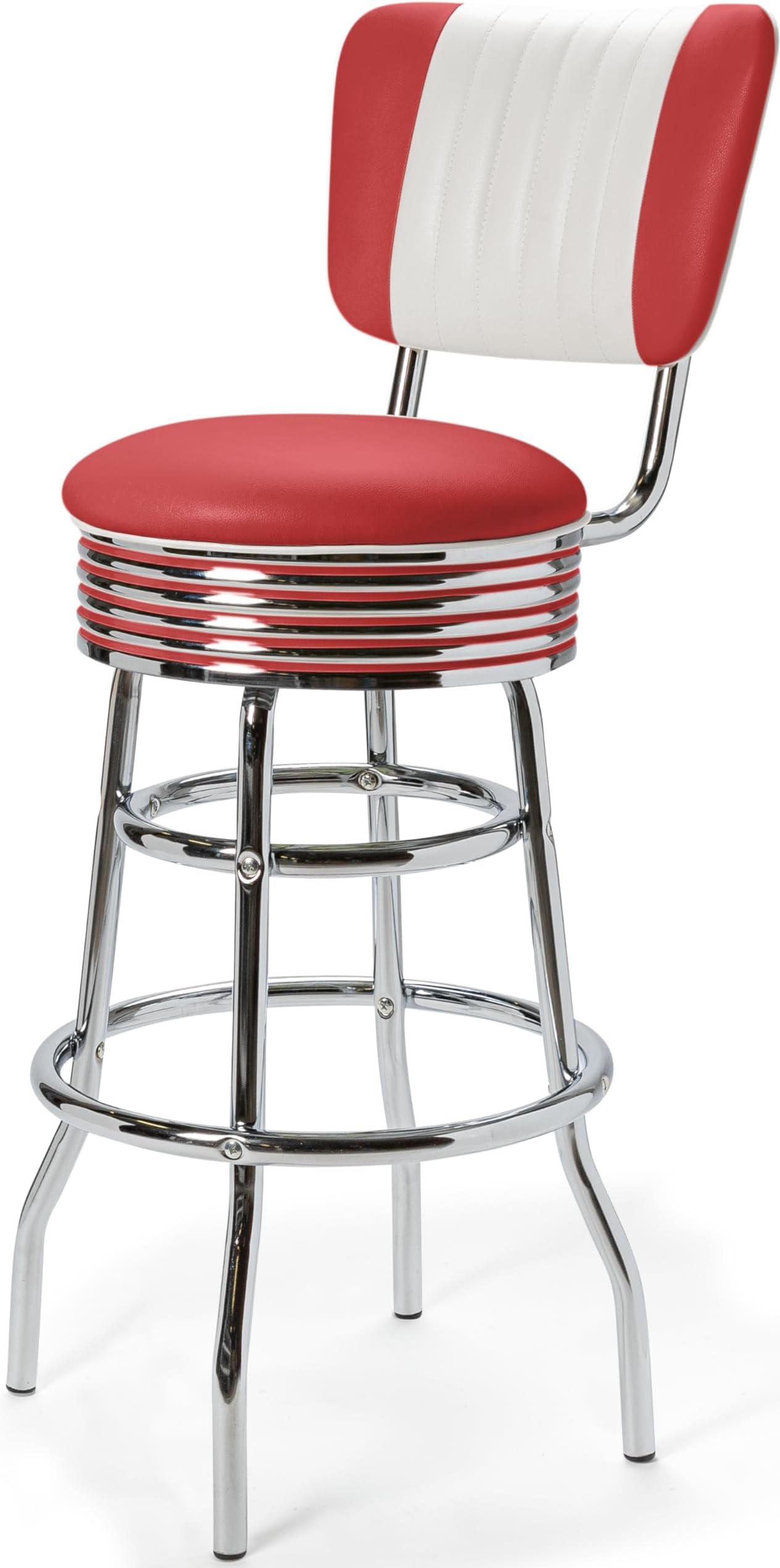 Bel Air Bar Stools 50's Designer Bar Stools Set of 2 Red / White