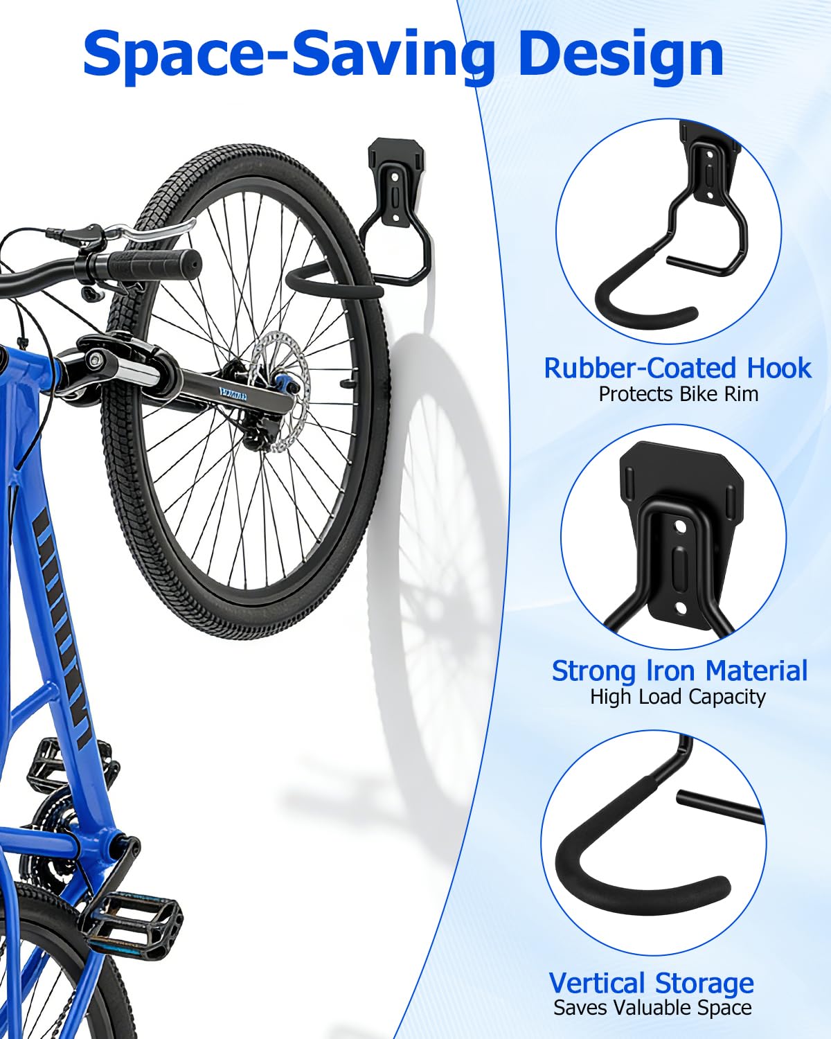 rennrad aufhängen Fahrrad Wandhalterung,2 Stück Fahrrad Haken Stahl Fahrradständer Wand Fahrradhalter Klappbar, MTB Rennrad-Extra Softe Polsterung Zum Fahrradhalterung 2er Set Schwarz Baumarkt WAREHOUSE A Metal Gear Solid Color:BLACK BLUE