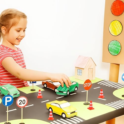 Miniatura 4 de 30 mini conos de tráfico, conos de seguridad vial en miniatura de plástico para entrenamiento, barricadas de construcción deportiva, señales de