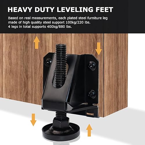 Miniatura 2 de LOSCHEN 8 pies de nivelación ajustables resistentes para muebles, tuercas hexagonales con bloqueo de patas de muebles, para mesa, armarios, banco de