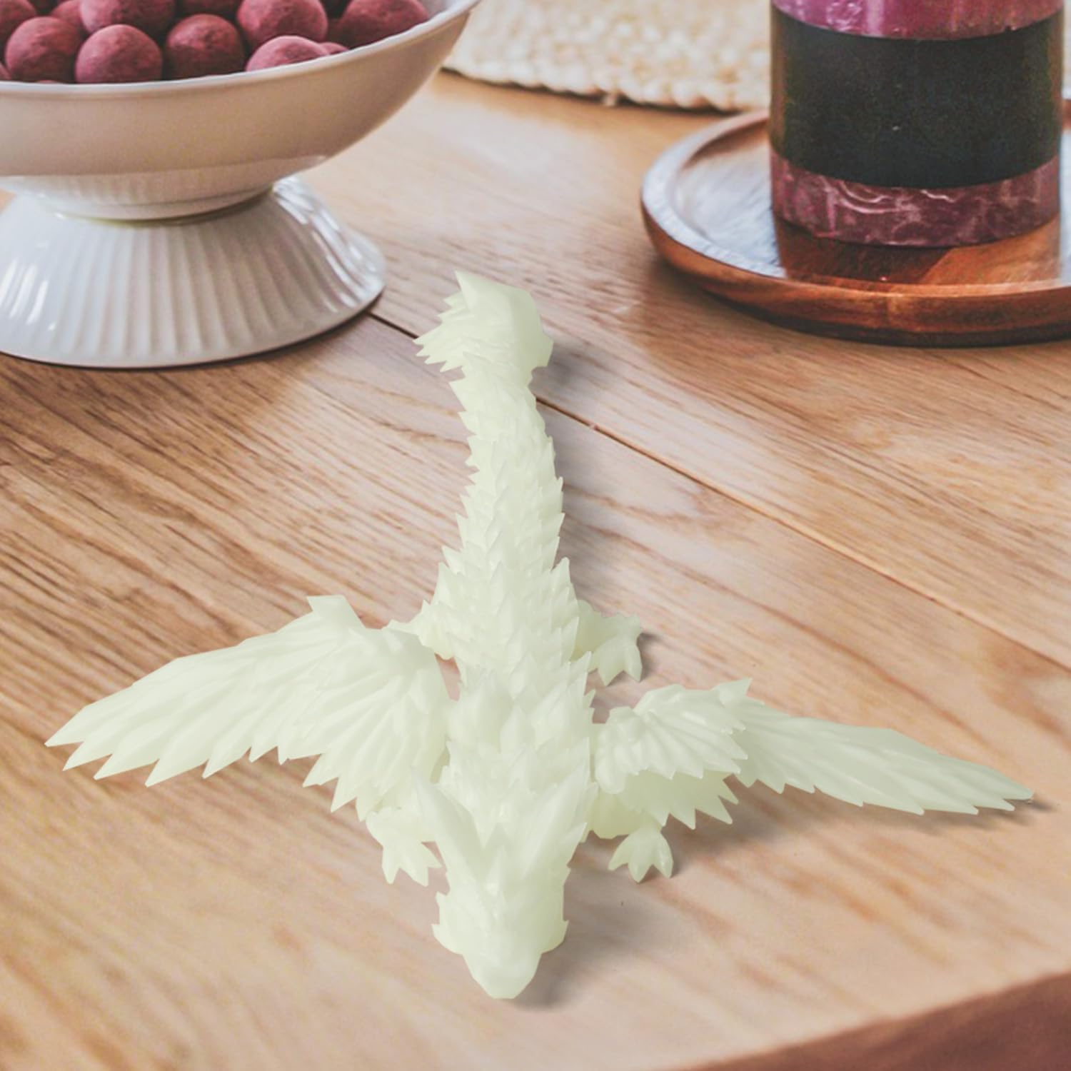 12inch 3D Printed Fly Dragon - Glow in The Dark, Executive Desk Toys, Articulated Dragon, Fidget Toys for Executive Home Office Decor （Glow in Green