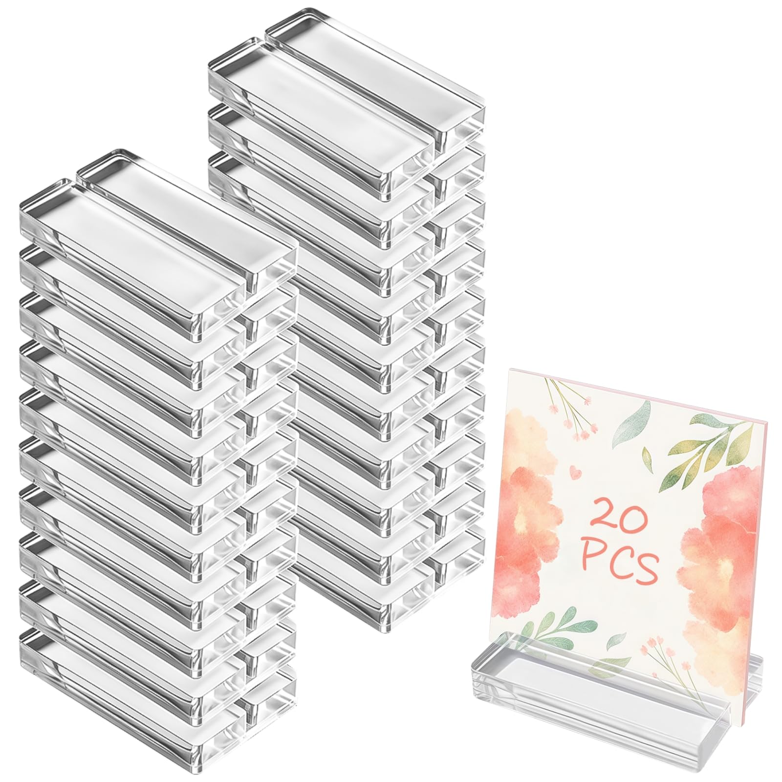 Itoyx 20 Pcs Acrylic Place Card Holders, Table Number Stands, Clear Display Bases for Wedding Receptions, Banquets, Parties, Restaurant Menus, Meeting Events