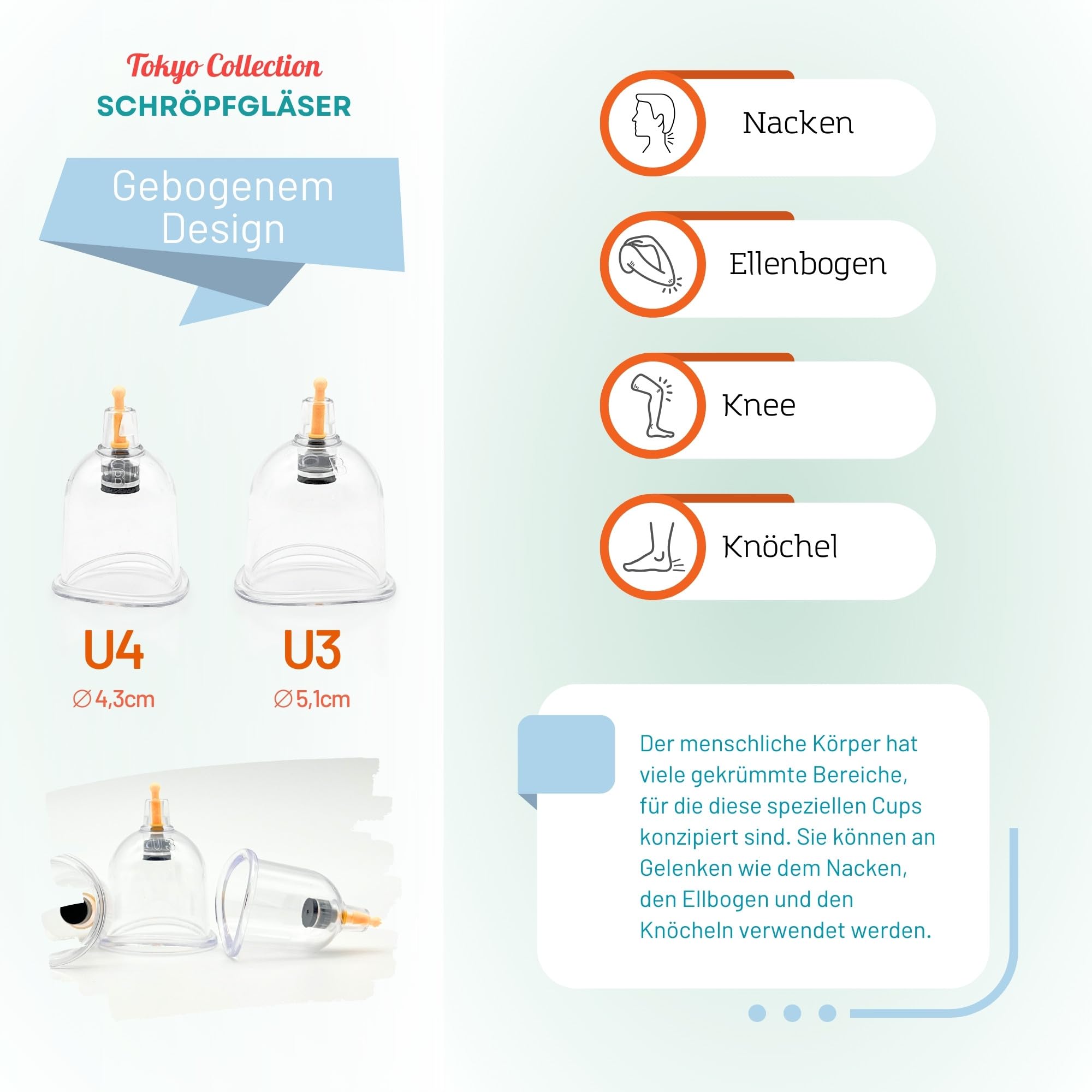 prado Tokyo - Set di 100 coppette in plastica, Tokio Hijama, massaggio sottovuoto, campane sottovuoto, set di coppette Hacamat Kupası (B06-3,0 cm)
