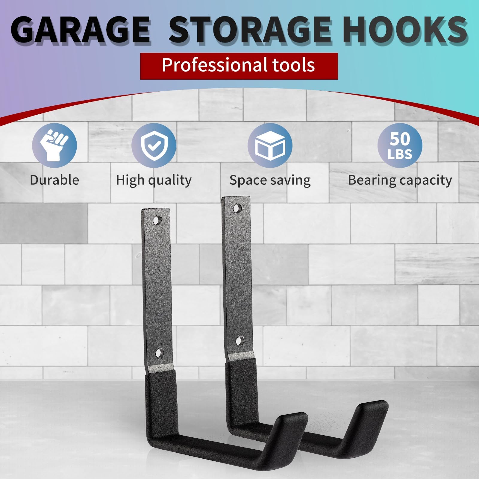 Ganci in acciaio resistente, organizer per attrezzi da garage e giardino, ganci per montaggio a parete, gancio per tubo flessibile (12, grande)