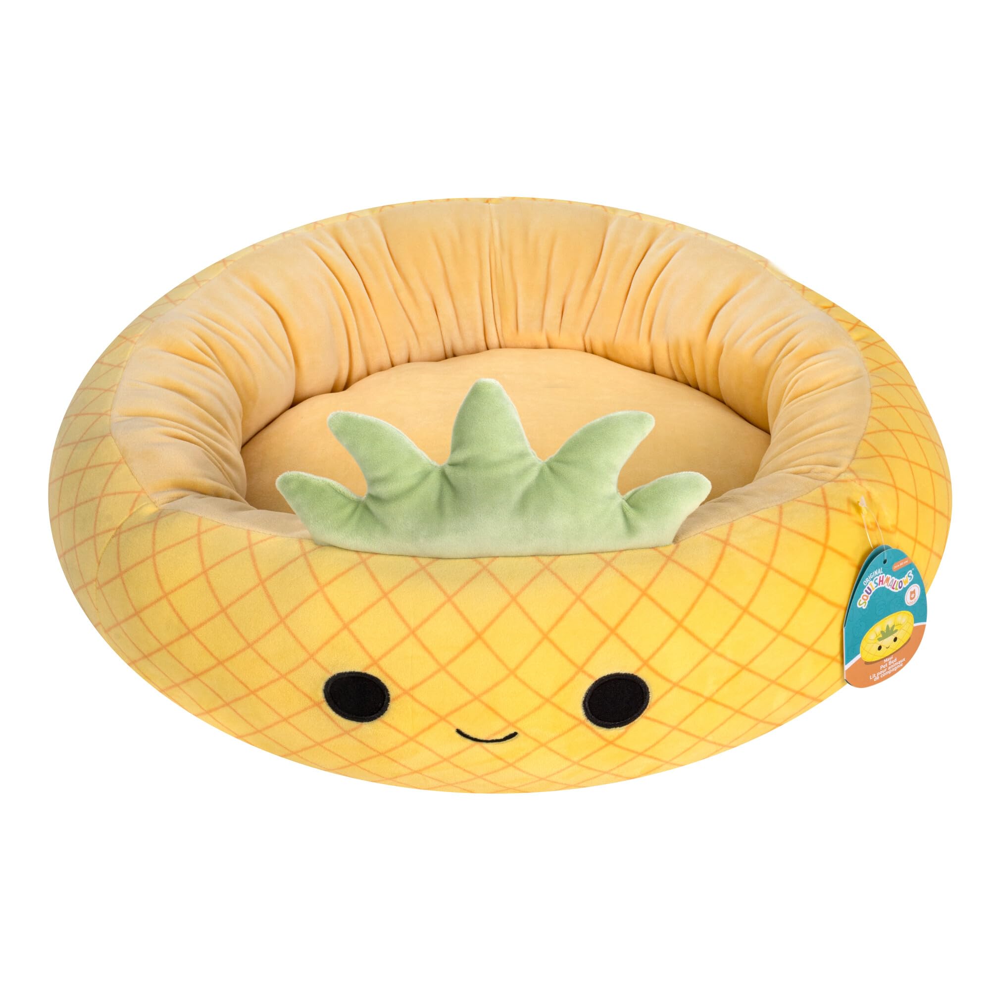Squishmallows Oficjalne 50-calowe legowisko dla zwierząt domowych Maui Ananas - małe Ultrasoft oficjalne pluszowe legowisko dla zwierząt domowych