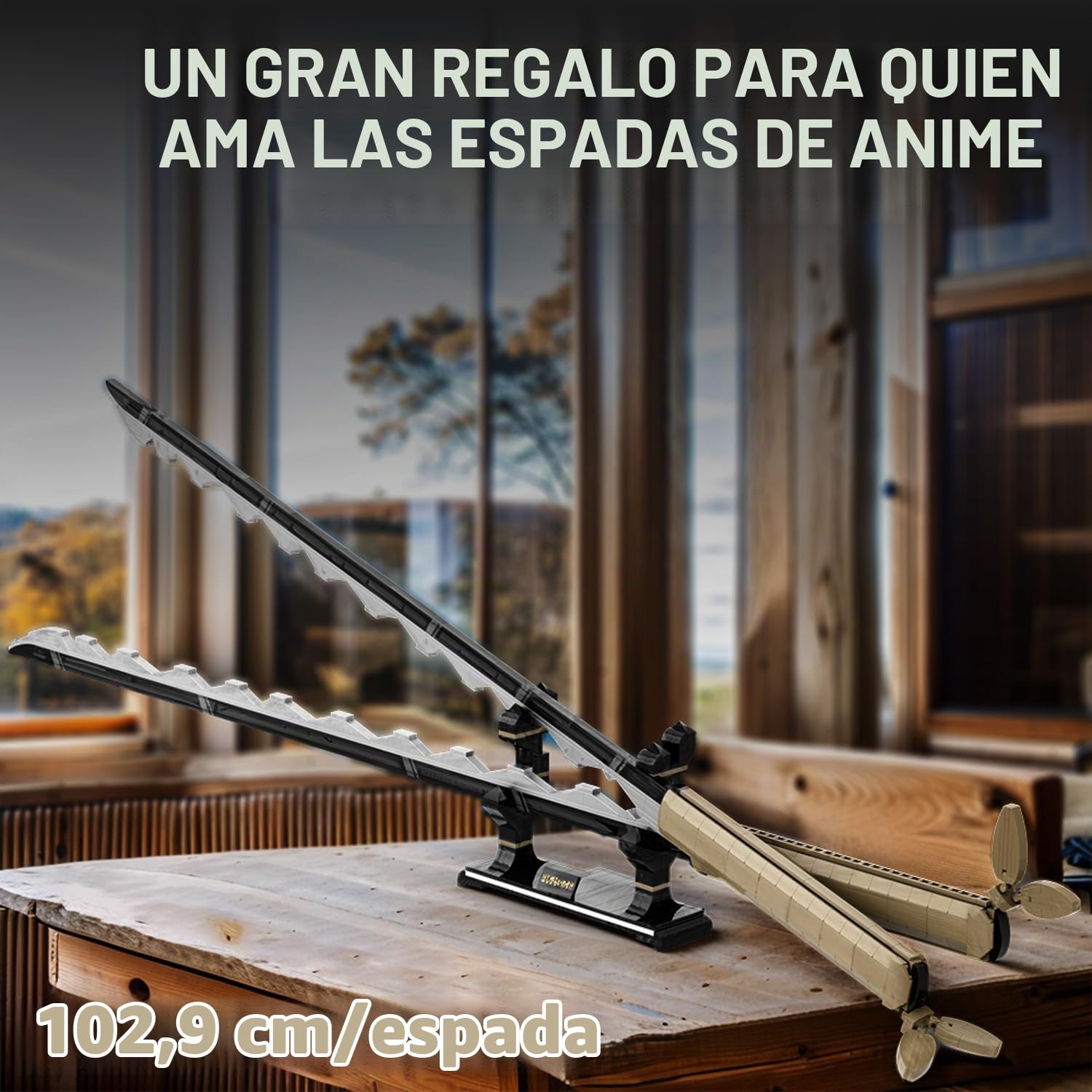 Kit de Construcción de Espada Anime - Espada de Hashibira Inosuke - Katana de Doble Filo Cosplay Juguete - 102.9cm, 838 Piezas - para Niños y Adultos