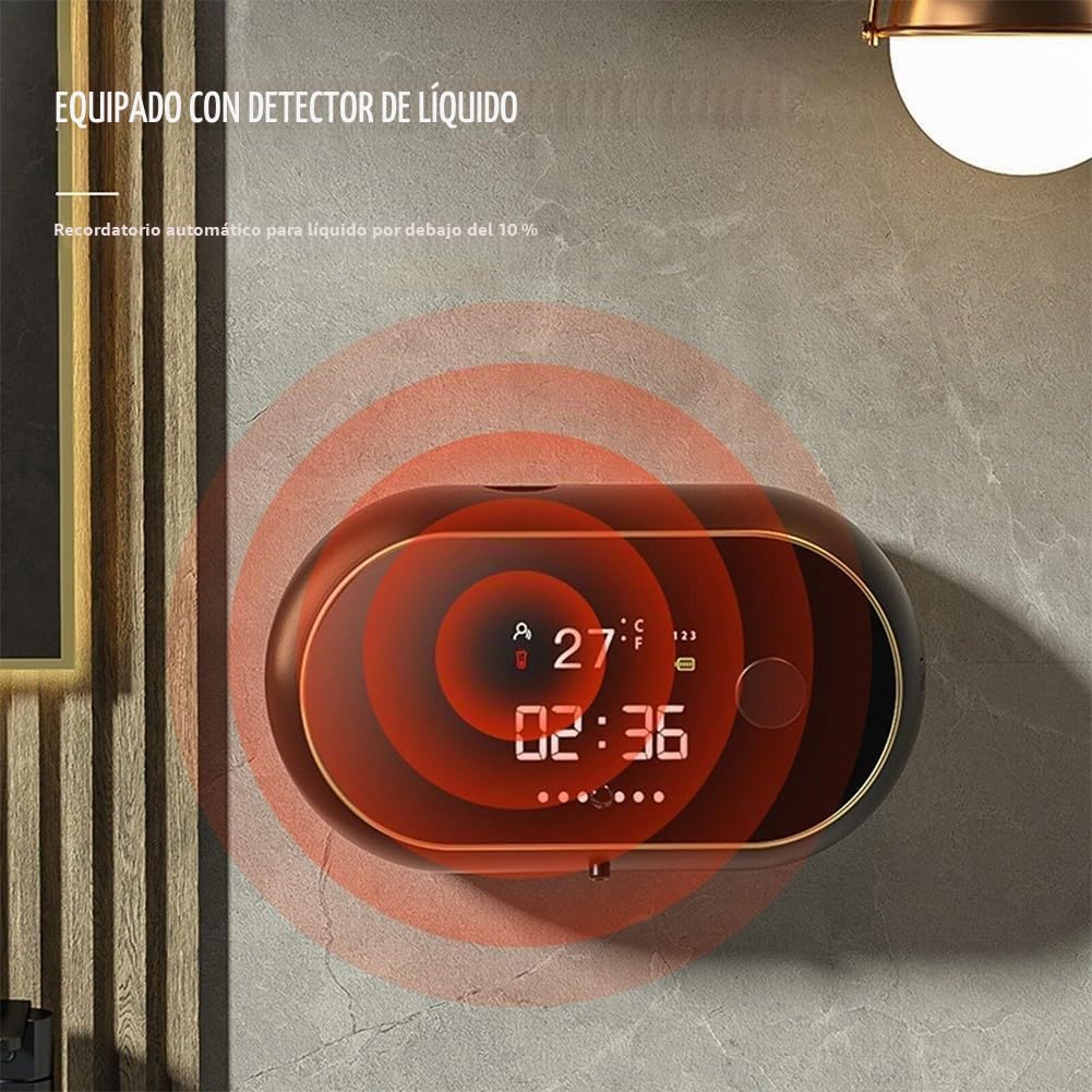 Dispensador de jabón automático Daaxing 450ML, dispensador de jabón líquido montado en pared sin contacto, con sensor de infrarrojos, tiempo y temperatura, recargable por USB, dispensadores de jabón
