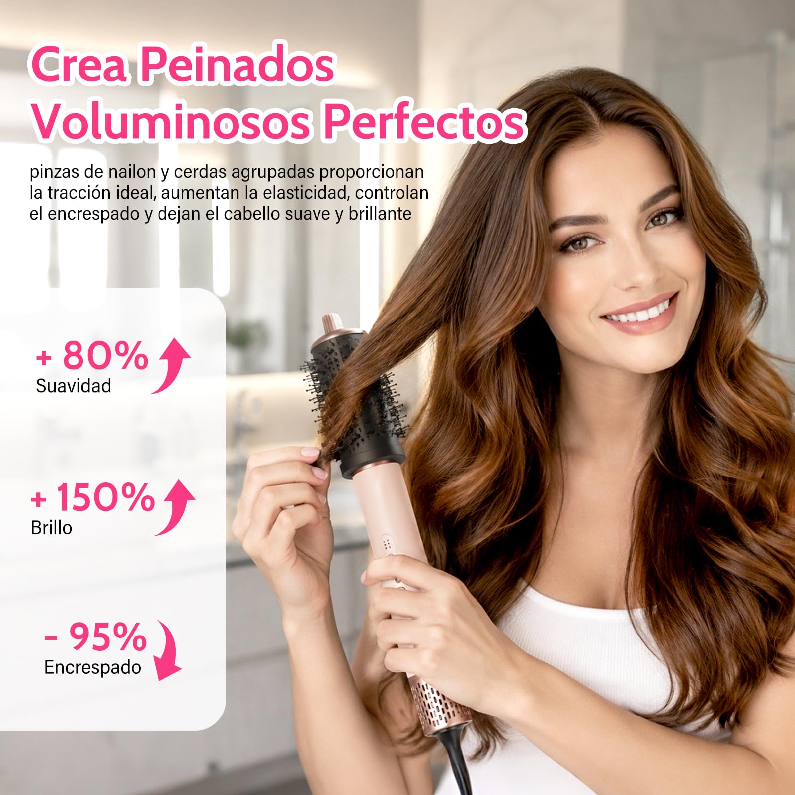 Cepillo Secador de Pelo 6 en 1, Moldeador Multifunción de Alta Velocidad 1400W con Secador Iónico, Rizador Automático, Cepillo de Aire Caliente y Alisador para Alisar, Rizar, Volumen y Viaje | Juego de cepillos para peinar el cabello