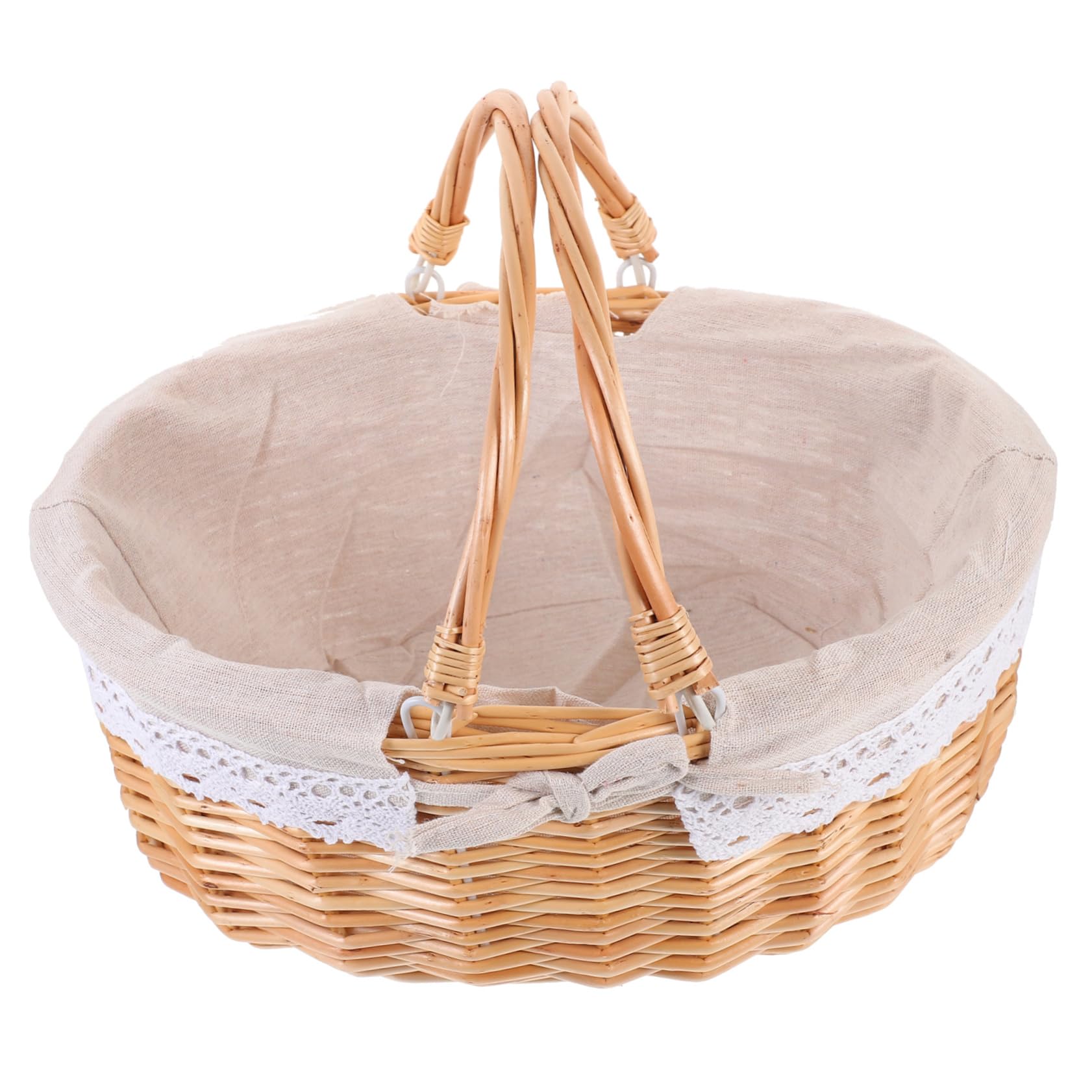 Panier à pique-niques en osier tressé avec anse portable HEMOTON pour fruits et jardin