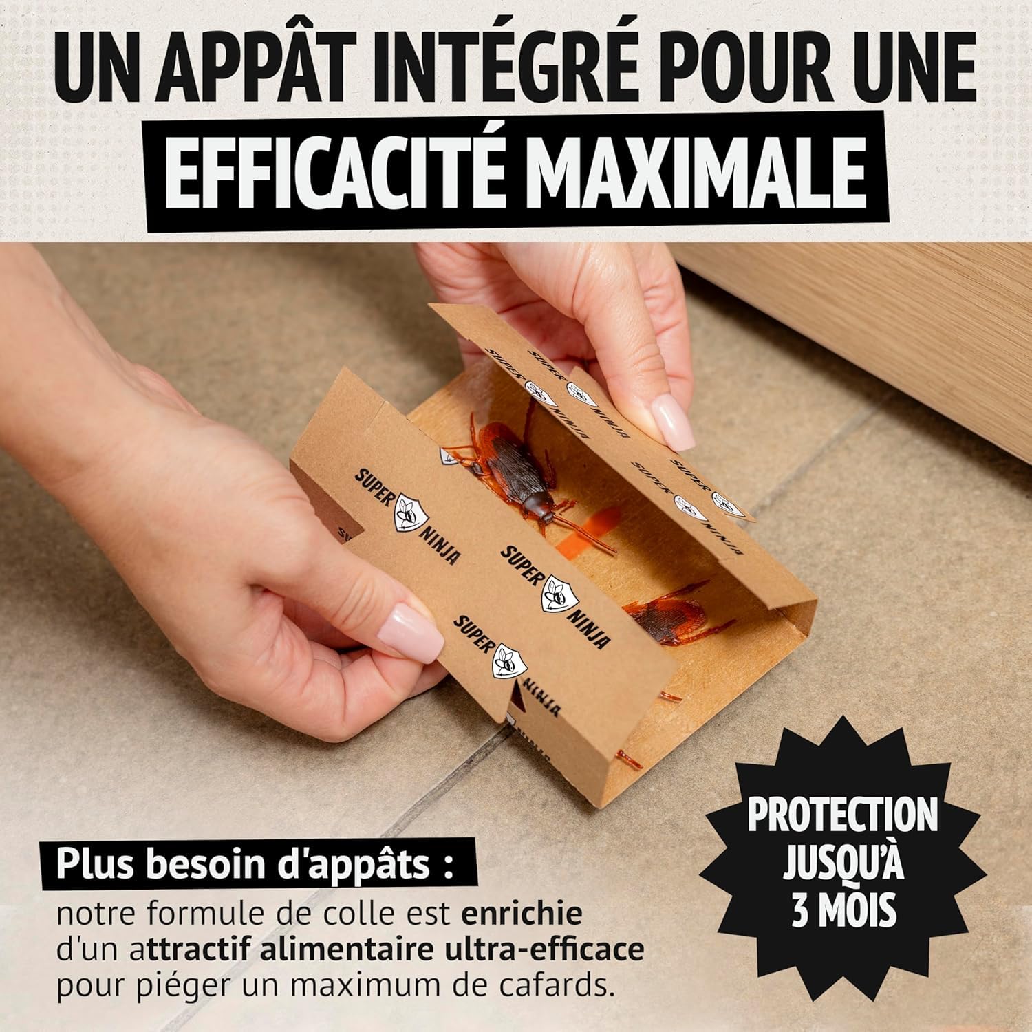 Pièges Cafards Super Ninja 12 Pièges Collants Anti Cafard Non Toxique