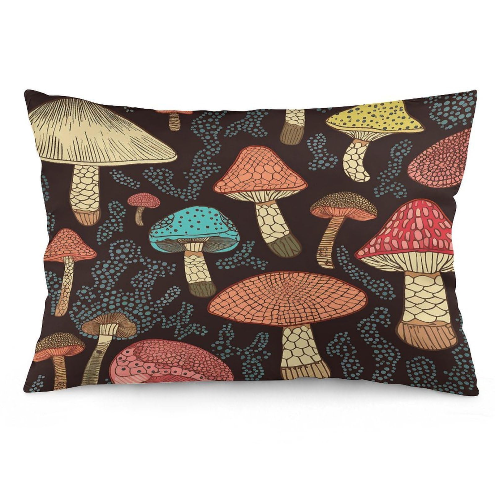 Mushroom Throw Pillow Cover Soft Lumbar Pillow Covers with Zipper Breathable Rectangular Cushion Case Polyester Pillow Case Decorative Body Pillow Cover for Couch Bed