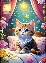 QINRUBB DIY 5D Kitten Diamond Art Kits Cross Stitch Painting for Adults Beginners, 5D Bedroom Diamond Art Complete Kit, Painting Starry Sky Diamond Painting Kits Home Decor 30 x 40 cm