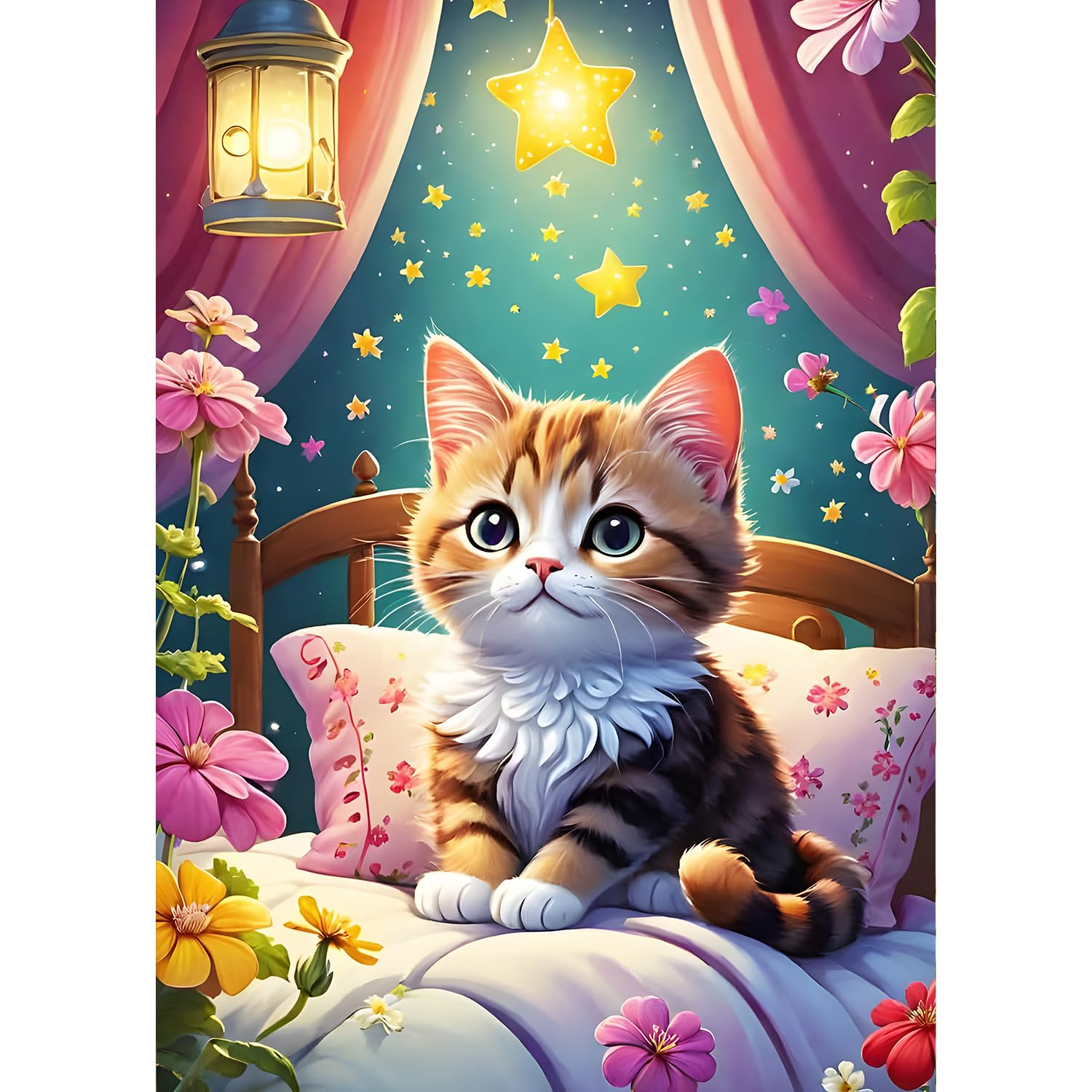 Kit Diamant Painting 5D Chaton 30x40 Cm - Art Du Diamant Pour Adultes Débutants, Décoration Chambre
