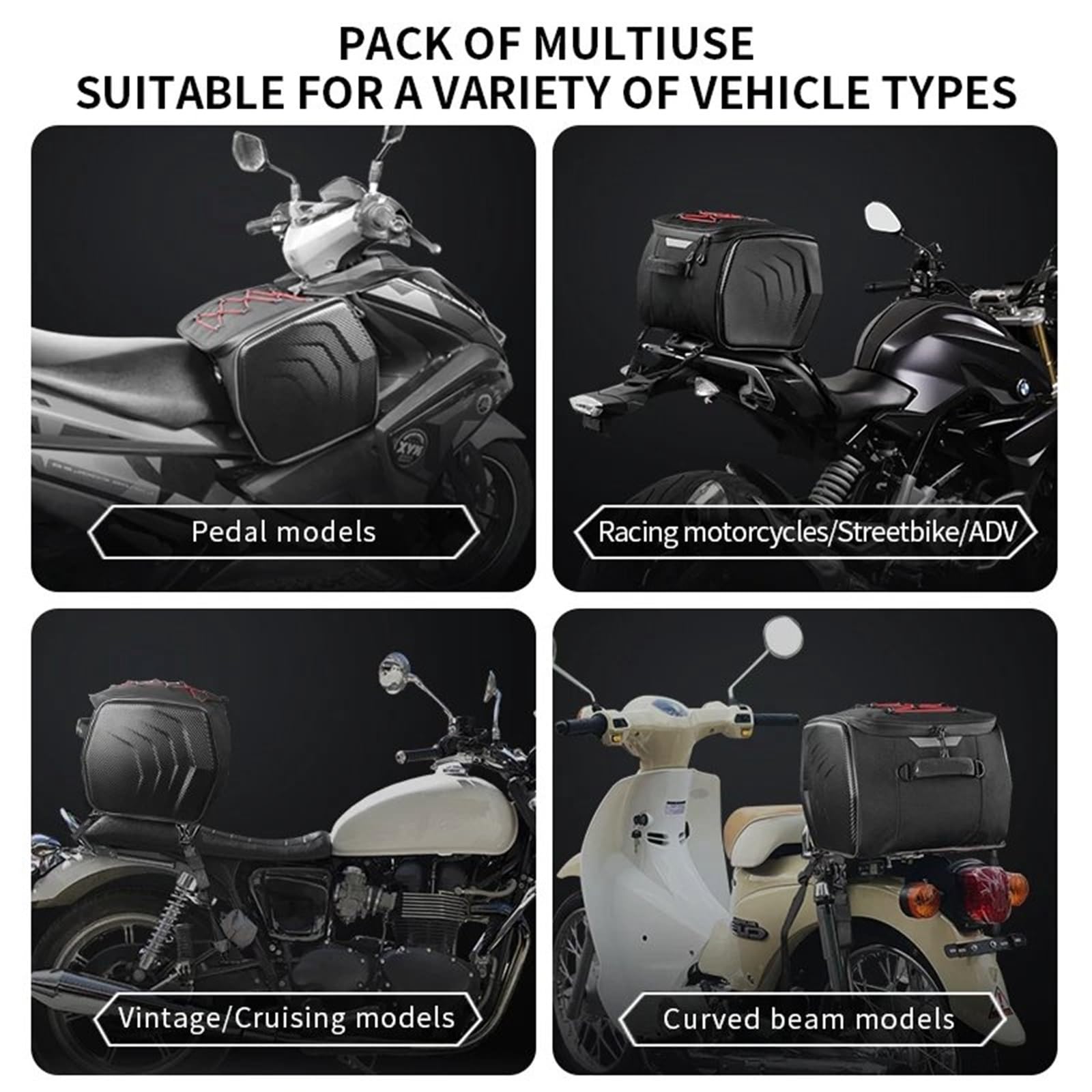 Bolsa De Equipaje para Moto Bolsa Impermeable para Casco de Motocicleta, Bolsa de Asiento Trasero multifunción para Motocicleta, Mochila para Ciclista de Alta Capacidad Bolsas De Sillín Moto