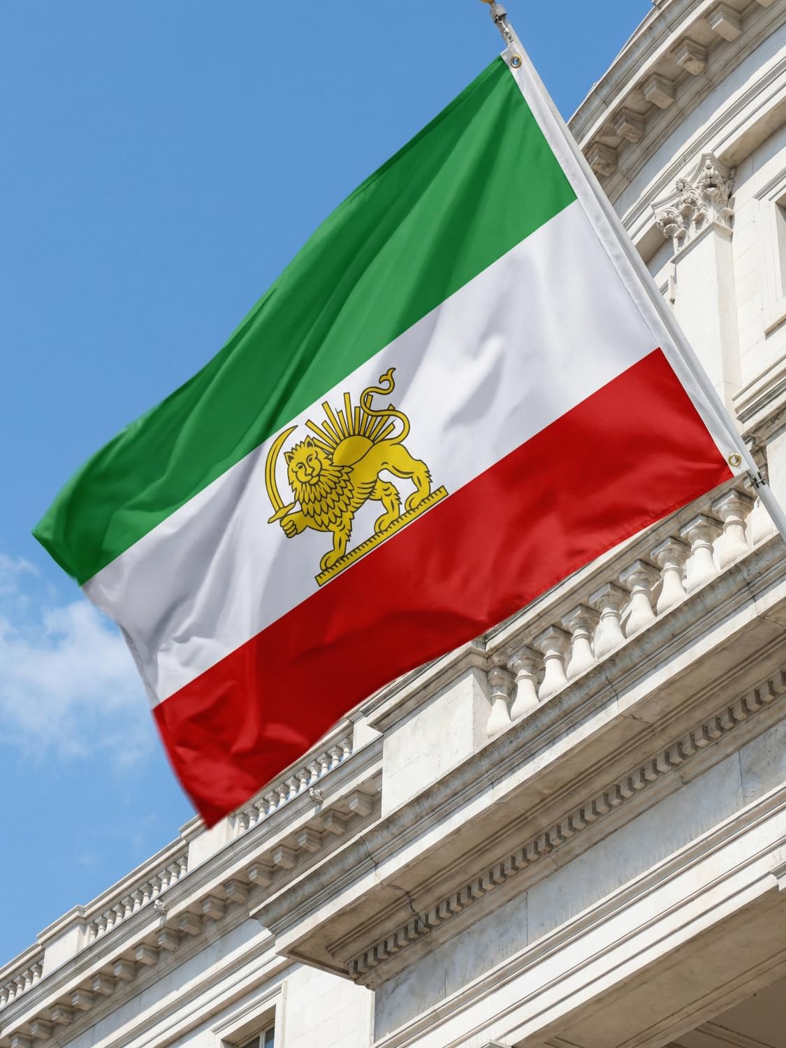 Iran Flag with Lion and Sun 3 X 5 Ft, Iranian Flag Persian Flag for Garden and Outdoor Decoration, Polyester (A) - 3