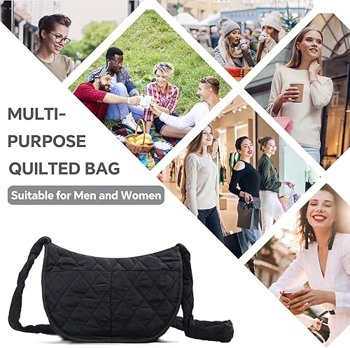 Miniatura 7 de Lostars Bolsa acolchada para mujer, bolsas acolchadas cruzadas, bolsas acolchadas para mujer, bolsa acolchada de algodón de plumón