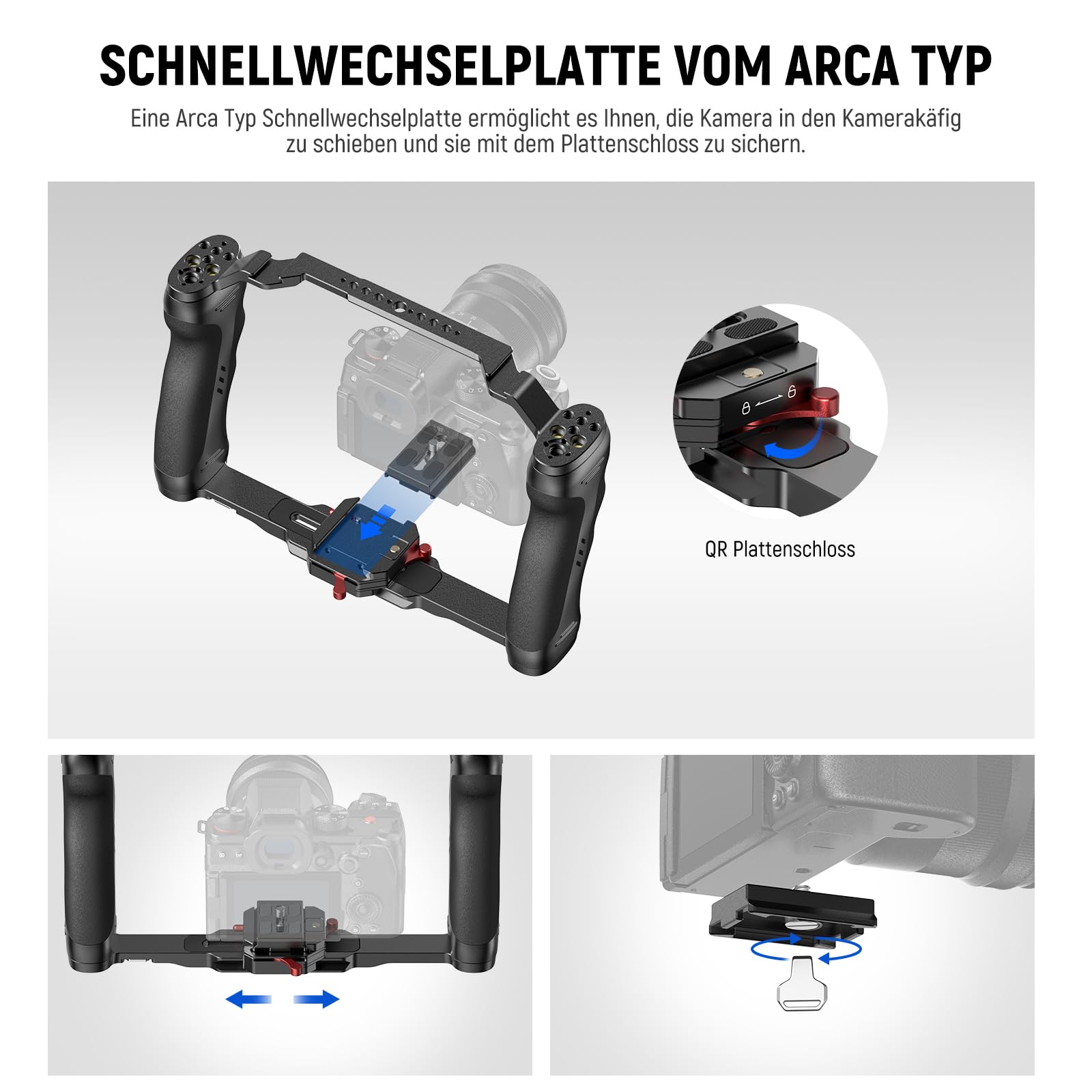 Neewer Videokamera Käfig Rig mit Arca Typ Schnellwechselplatte – Bild 5