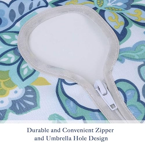 Miniatura 4 de UMINEUX Mantel para exteriores con agujero para sombrilla y cremallera, para primaveraverano, impermeable, para picnic, barbacoa, jardín (60