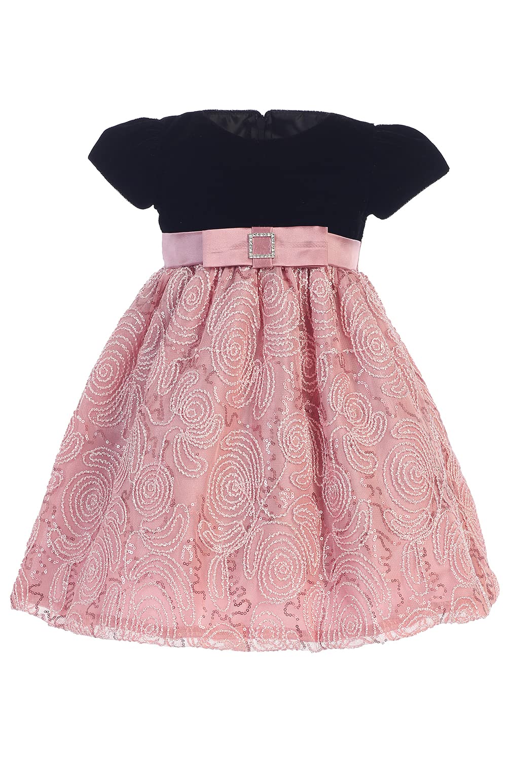 Pink Princess Dusty Rose Flower Girl Dress Christmas Dresses for Baby Girls Toddler Holiday Black Velvet Navidad niña Vestido Size 6 Months