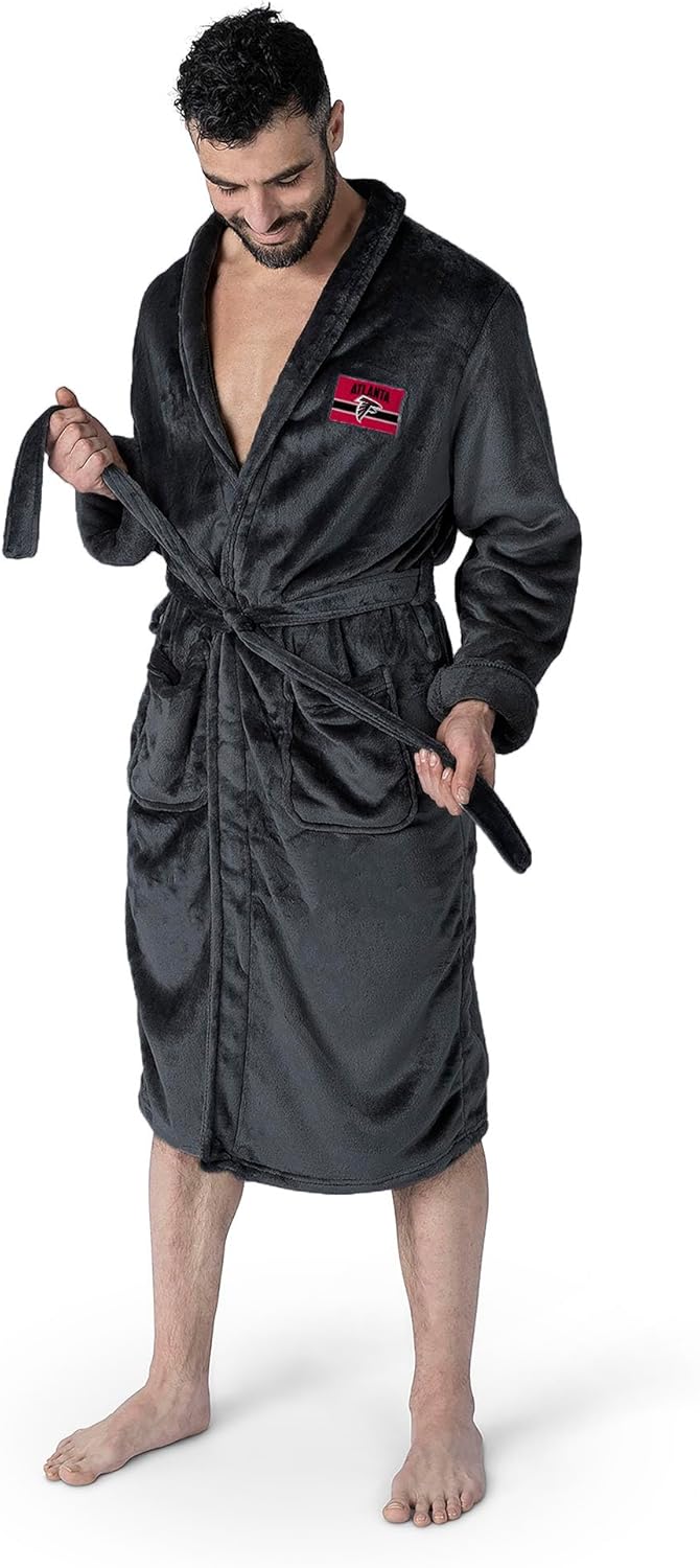 Northwest NFL Atlanta Falcons Silk Touch Bath Robe, Large/X-Large, Rollout Black - Image 2