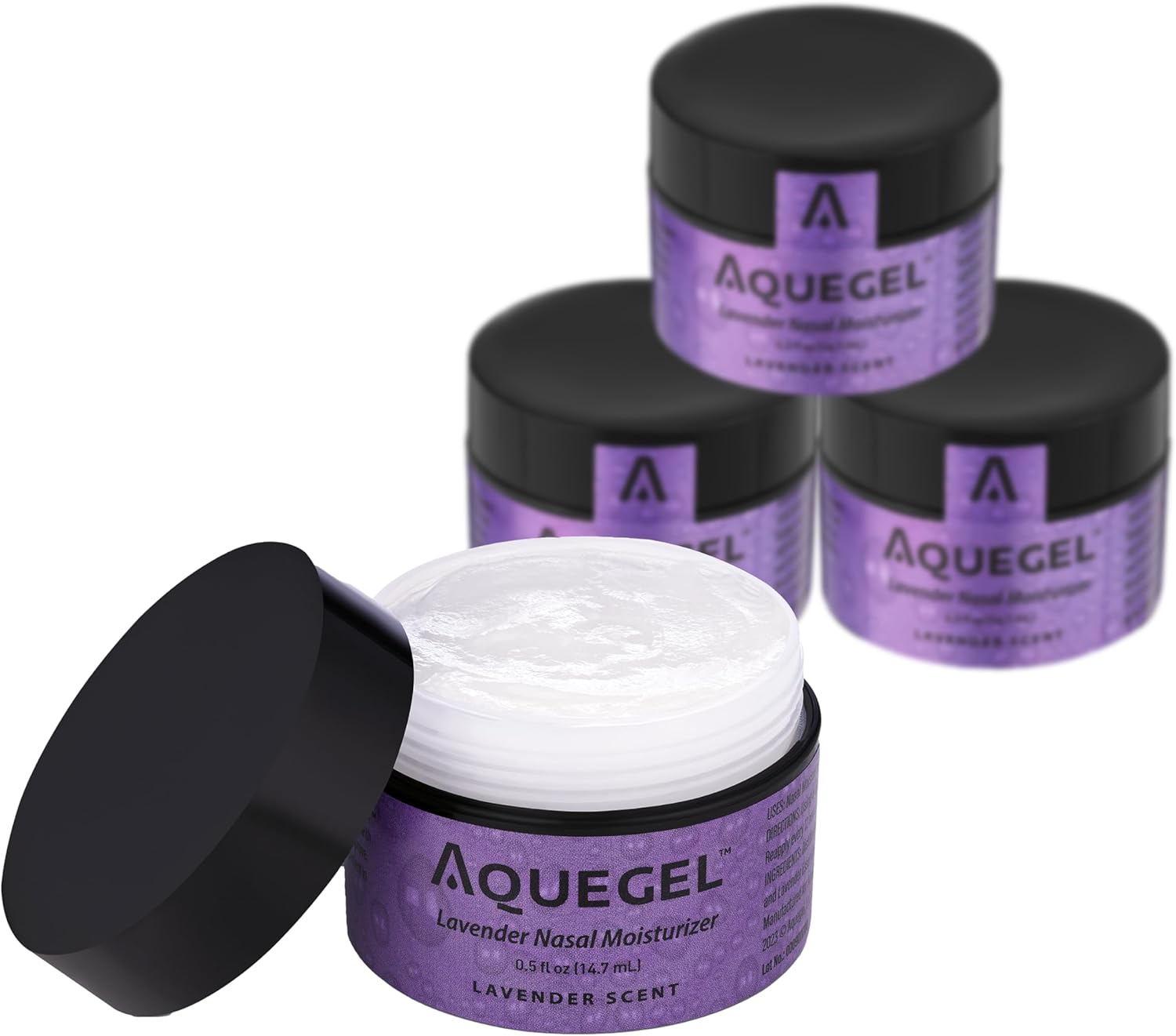 Aquegel Value Pack (Qty 4) Nasal Moisturizer + Lavender (Sleep Easy), 12-Hour Nasal Dryness Relief, Water Based Nose Gel, Oxygen Therapy, Dry Nose, Nasal Dryness, Nosebleeds, CPAP, Promote Sleep