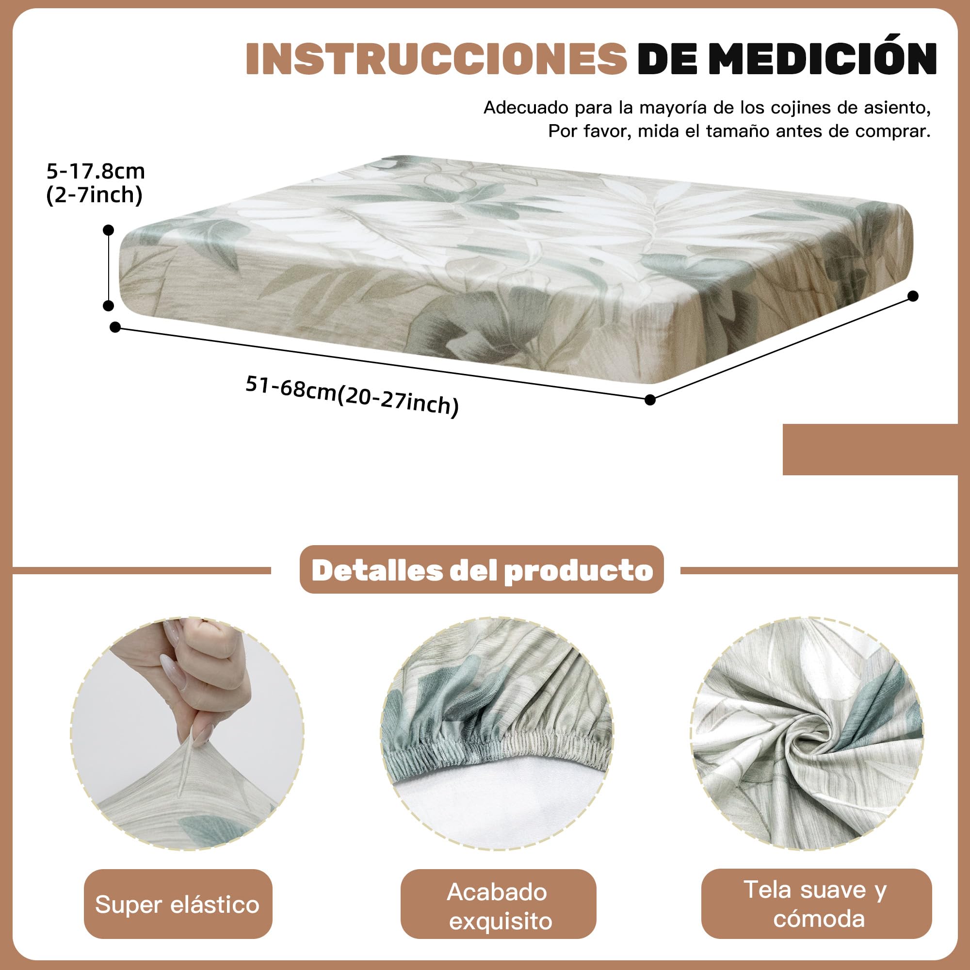 Fundas Elásticas para Cojines de Sofá de Exterior - Fundas Protectoras Impermeables y Lavables para Muebles de Terraza