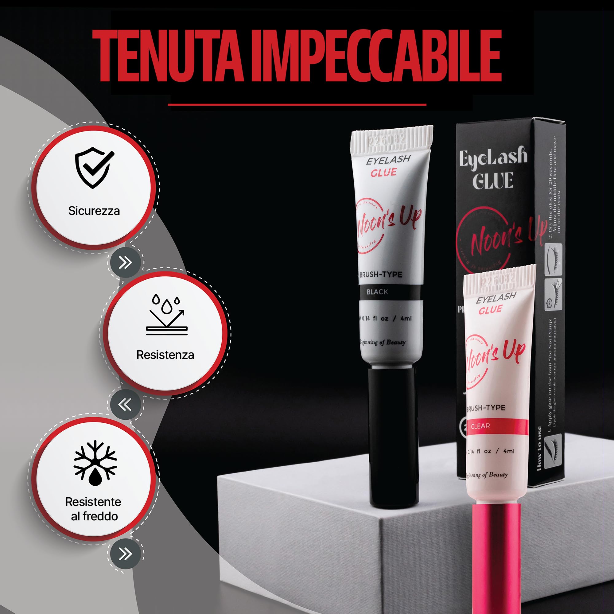 NOON'S UP Colla per Ciglia Finte senza Formaldeide 4ml Trasparente