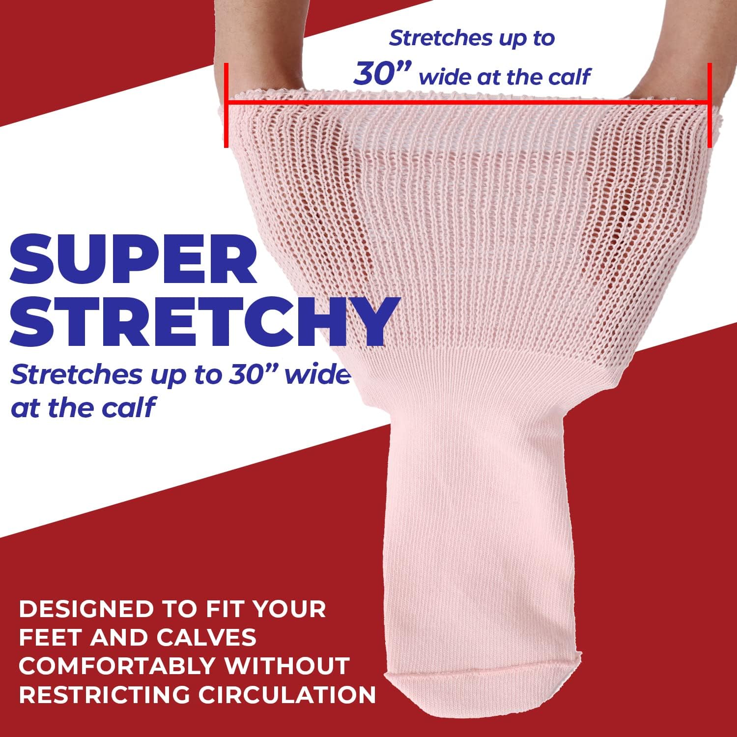 FORTIVO 2 Pairs Extra Wide Socks For Swollen Feet, Non-Slip Hospital and Diabetic Socks for Men and Women - Image 3