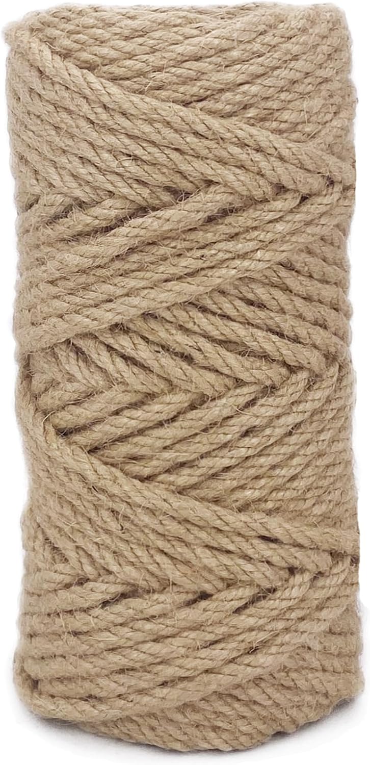 Leecogo 6mm Jute Rope 100 Feet Natural Craft Rope Twine String Perfect for Home Gardening Macrame Arts Crafts DIY Cat Scratching Post Replacement Repairing Recovering Cats Toy Making,Apple Green