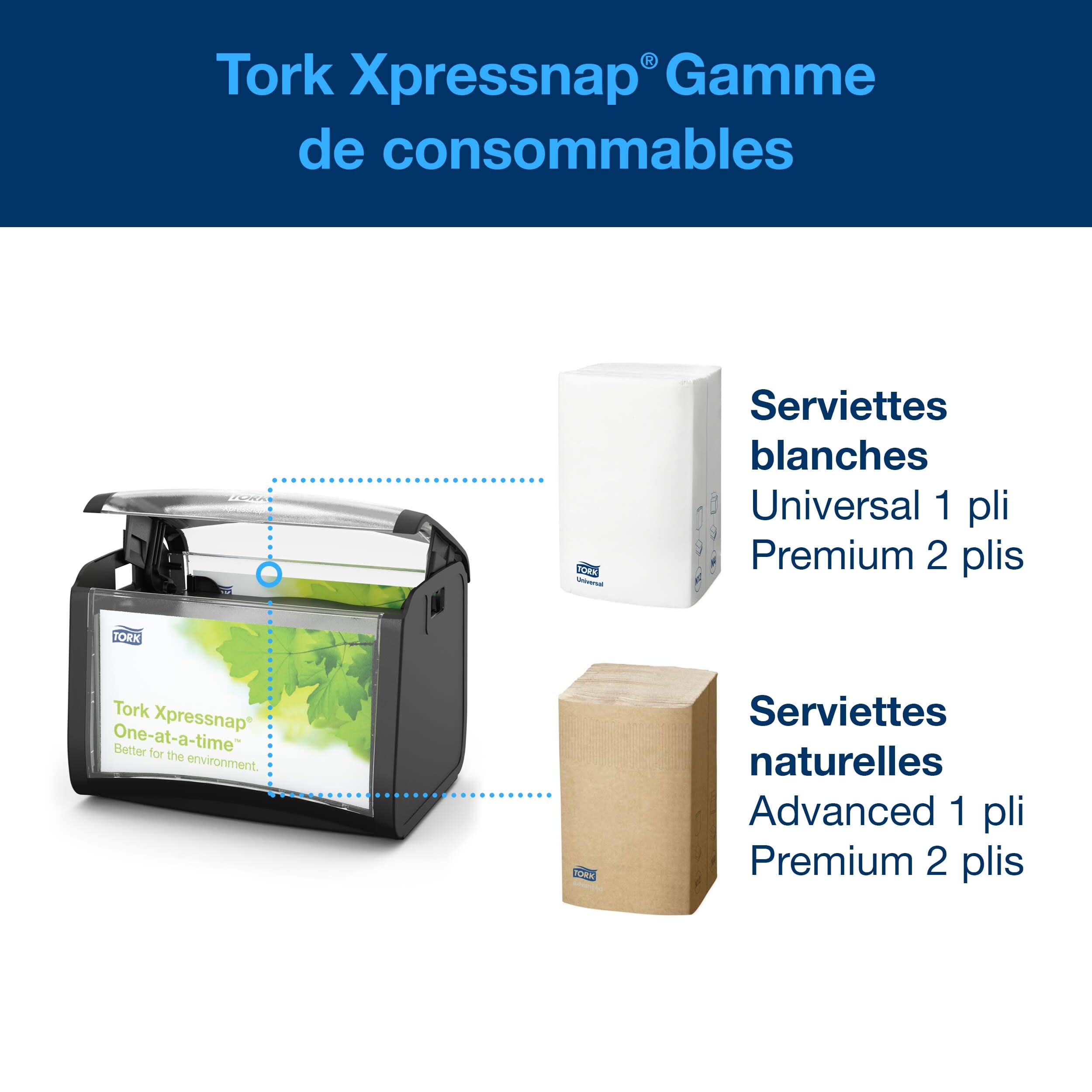 Tork Xpressnap Distributeur de Serviettes de Table noir N4, Signature line, 1 pièce, 15.5 x 15 x 20.1 cm, 272611