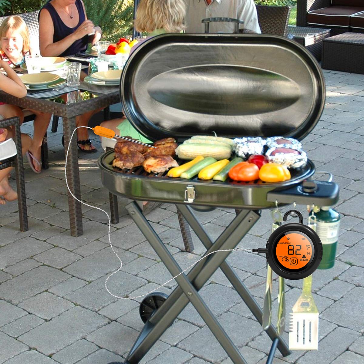 VIDOO Drahtloses Smartphone Bluetooth BBQ Fleischthermometer Digitalthermometer Mit 6 Temperatursonden