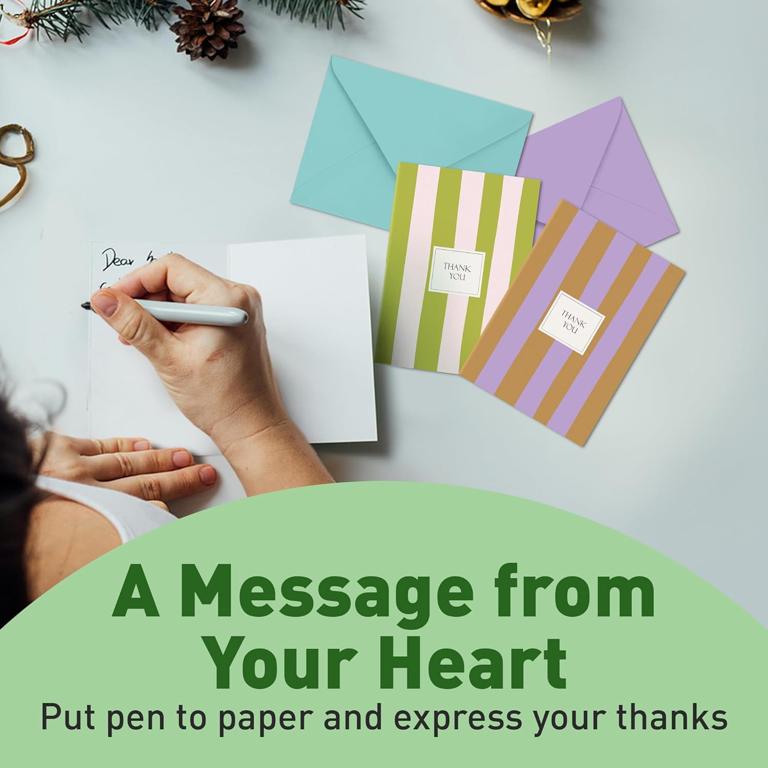 S&O Palm Beach Thank You Cards with Envelopes, Blank Greeting sheets for Handwritten Messages, Set of 24 stylish Notes and Covers, Assorted Thank You decor notes with Color full Envelopes Mix & Match - Image 5