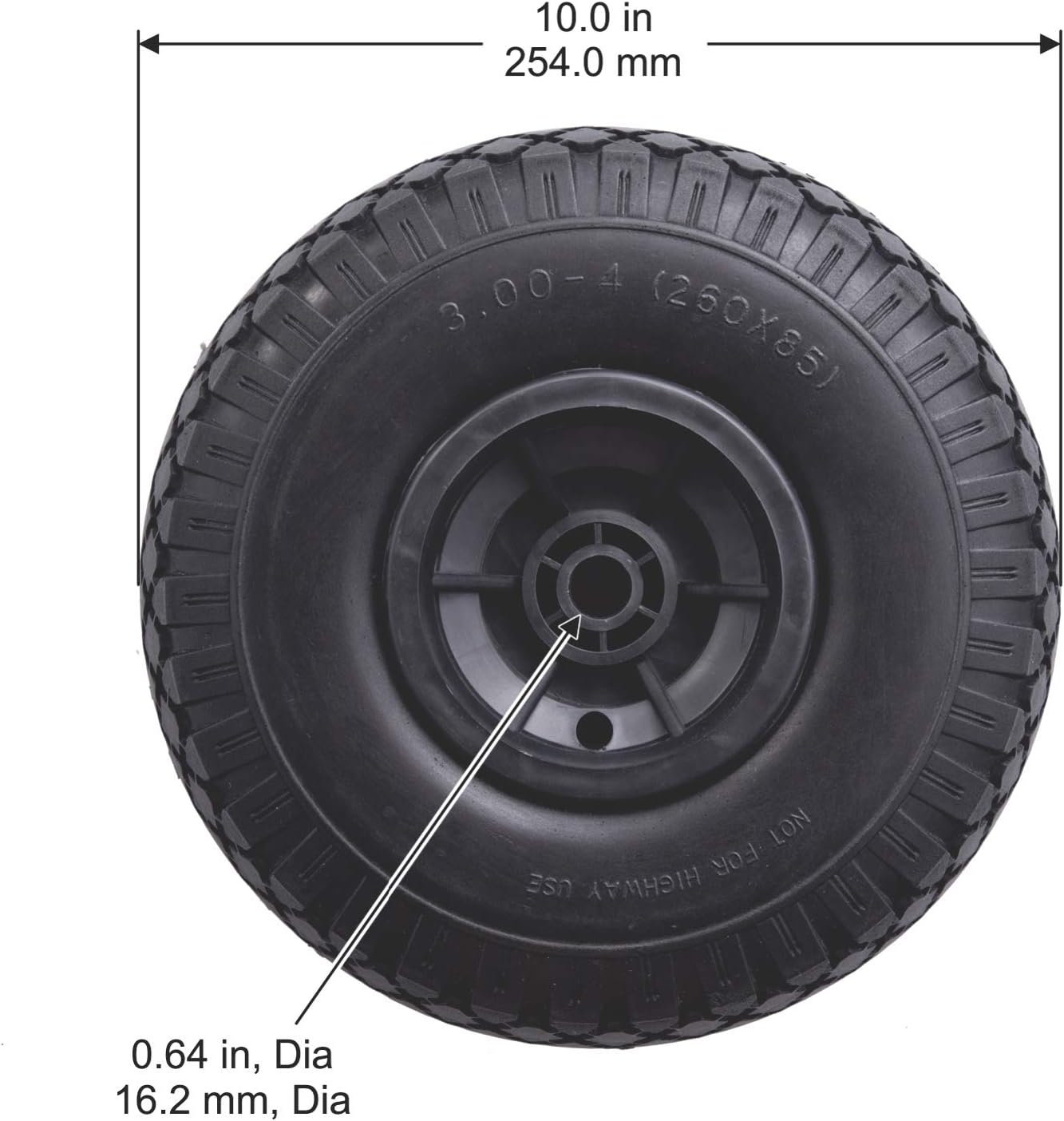 Liberty Garden Products No Flat Tire for Hose Cart-10" Black