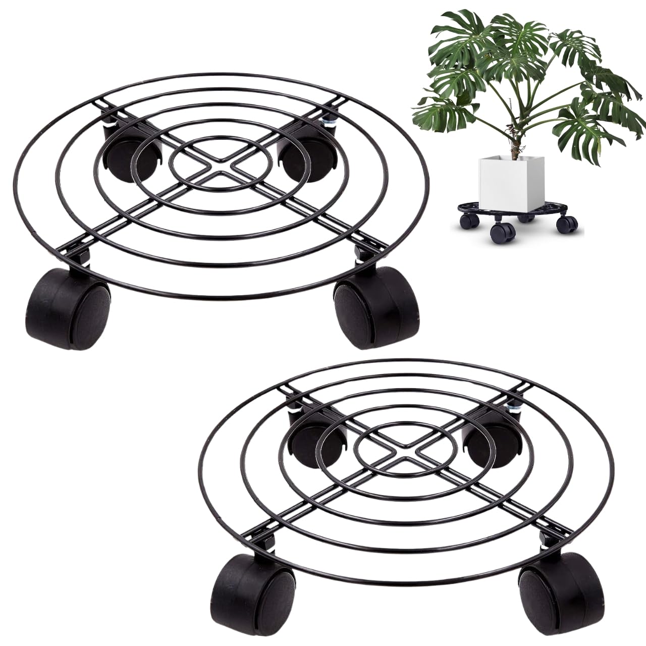 Cast Iron Plant Caddy - Rolling Stand for Pots -15